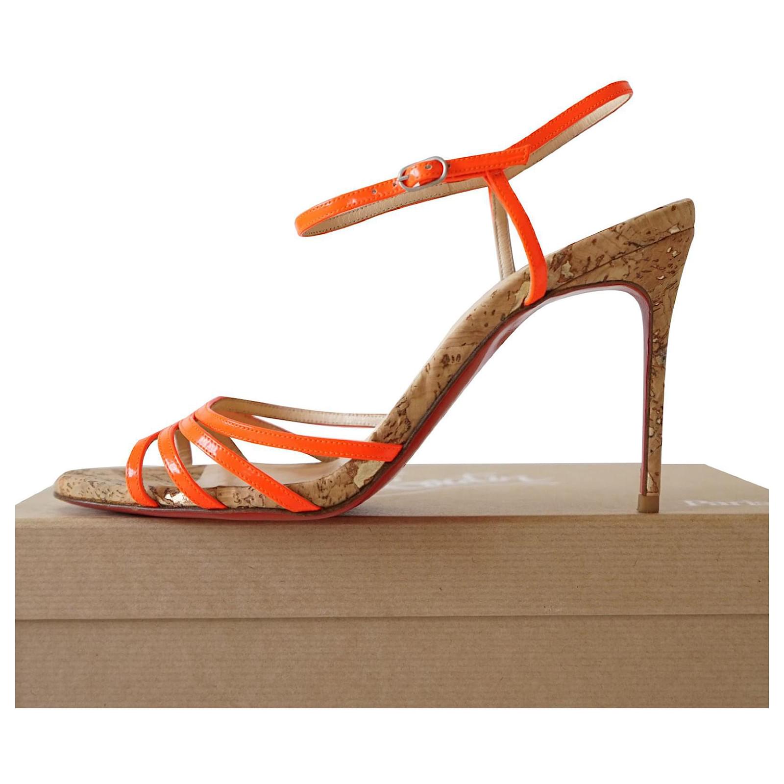 Christian Louboutin Sandals Orange Patent leather ref.323585 - Joli Closet