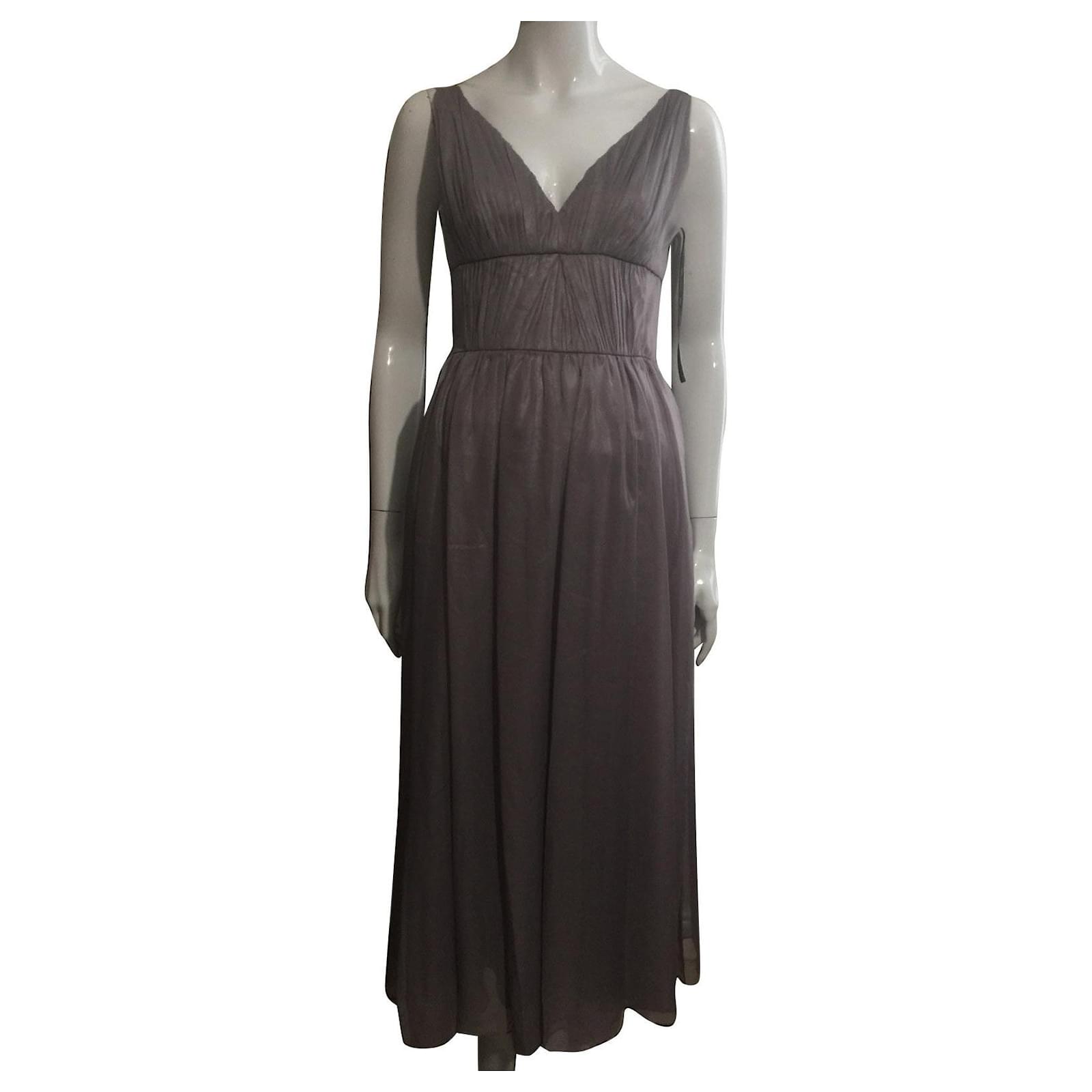 Metallic evening dress Vera Wang mainline Silvery Polyester ref.323594 -  Joli Closet