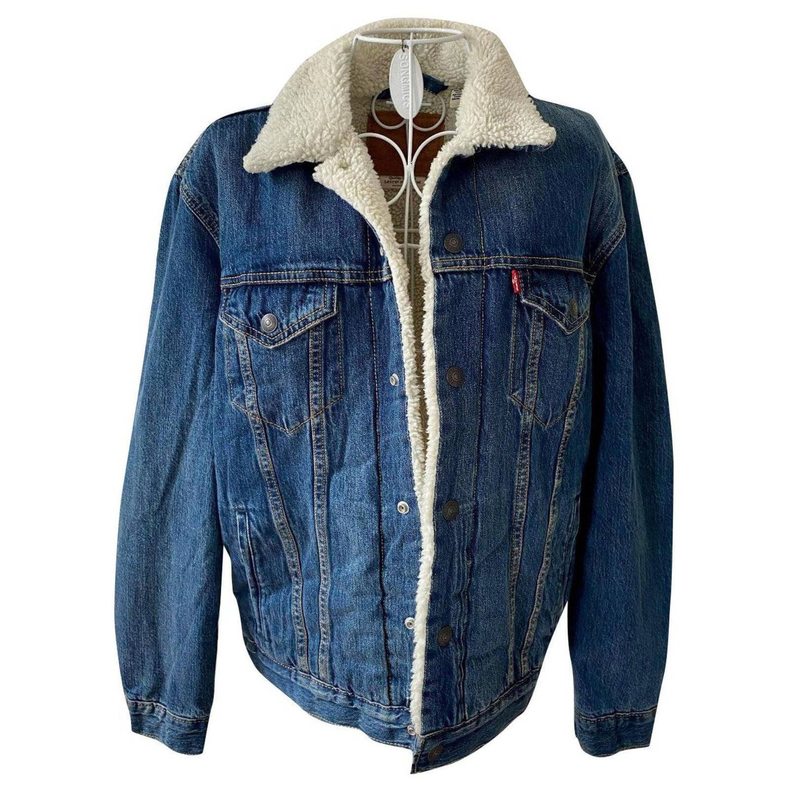 Levi's Levis lined denim jacket White Blue Cotton ref.323658 - Joli Closet