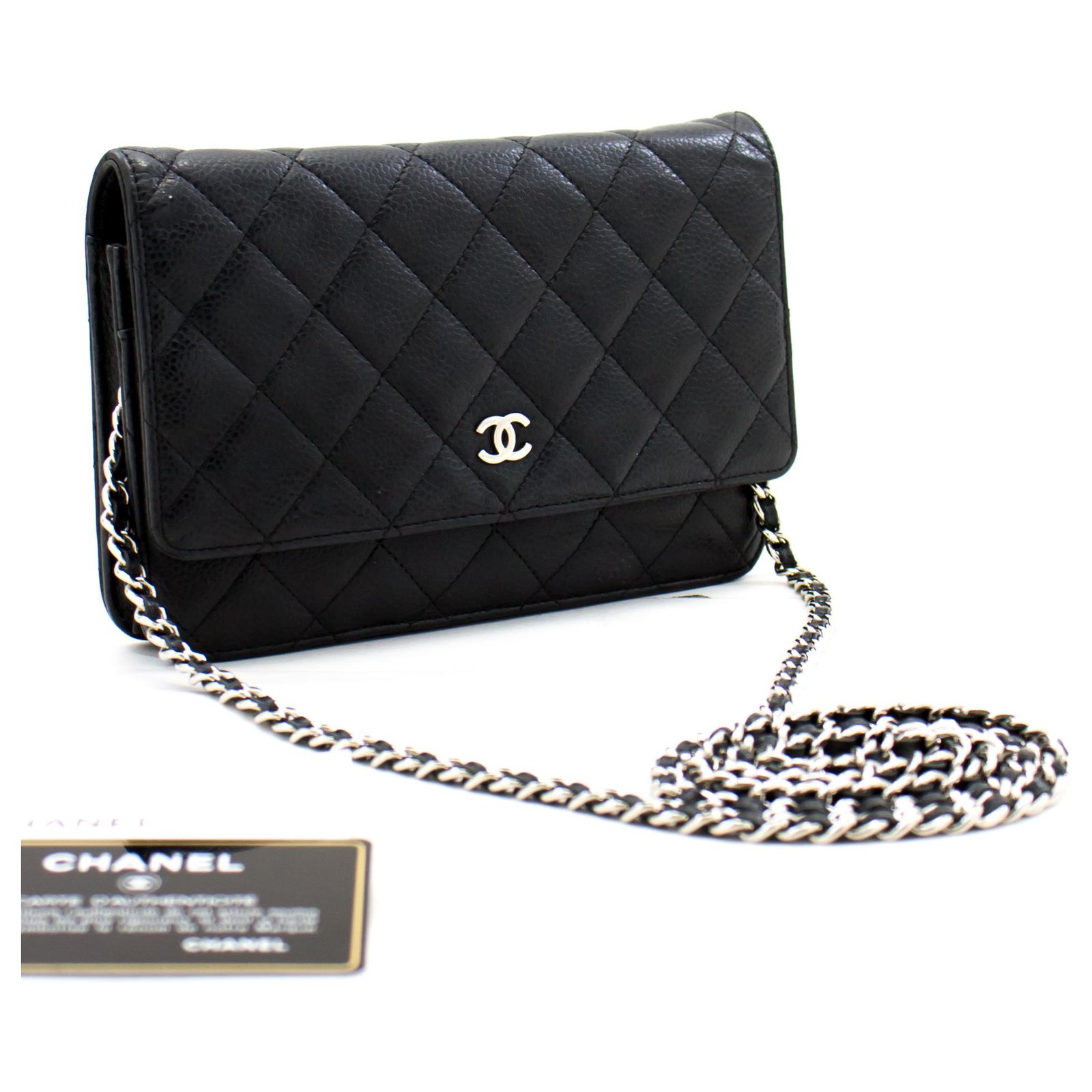 CHANEL Caviar Wallet On Chain WOC Black Shoulder Bag Crossbody Leather  ref.323783 - Joli Closet