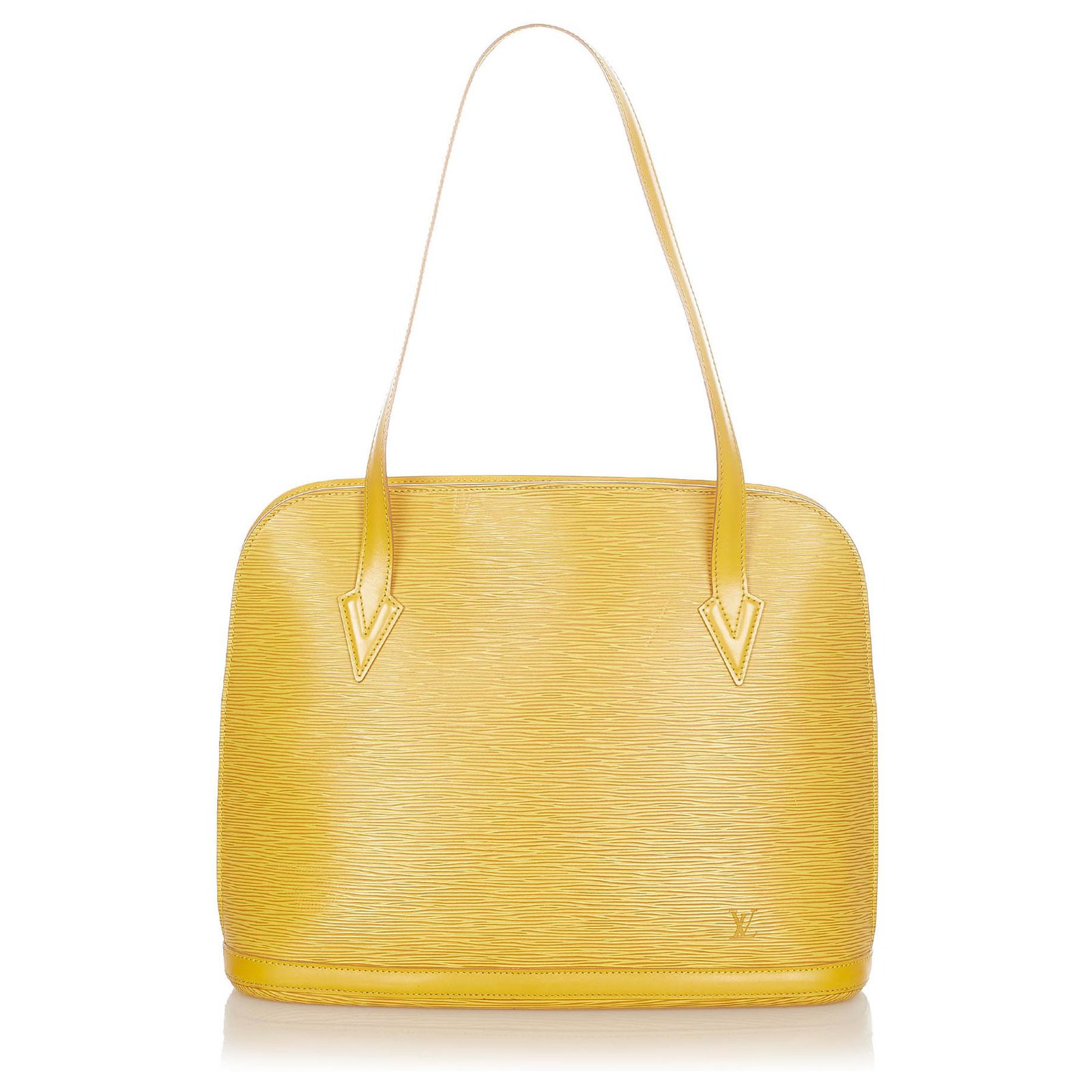 Louis Vuitton Authentic EPI Leather Yellow Lussac Shoulder Tote