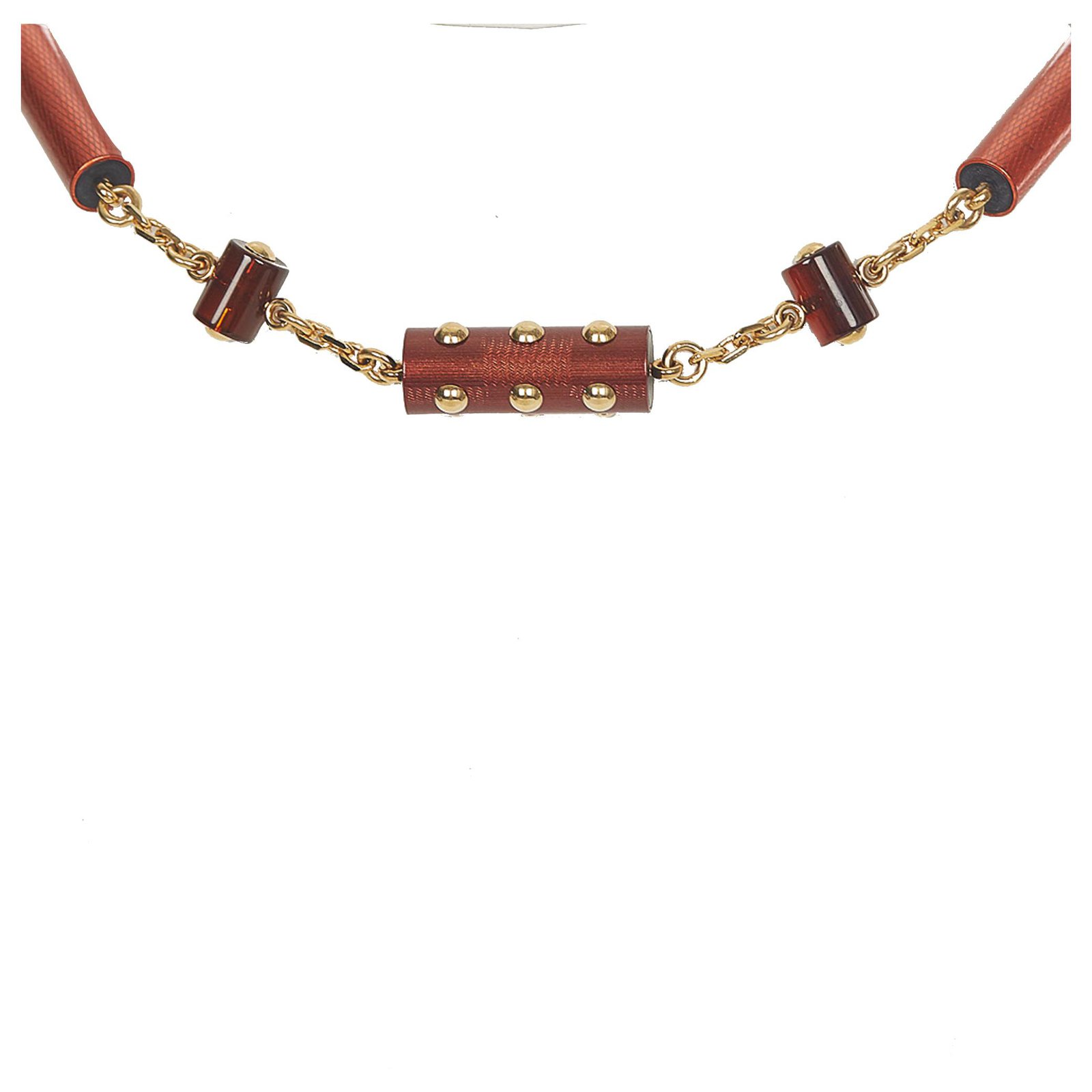 Louis Vuitton Red Resin Circus Signature Necklace Golden Metal Plastic  ref.476918 - Joli Closet