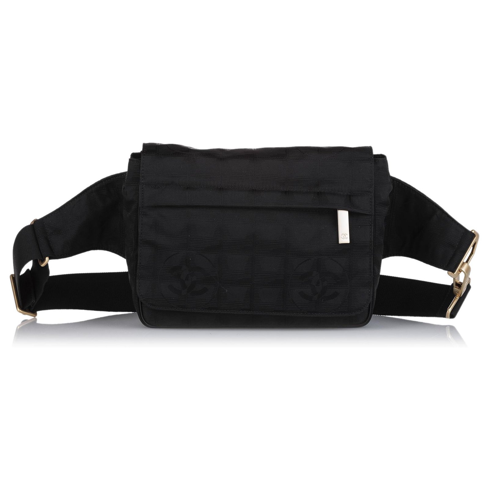 Chanel Black New Travel Line Canvas Belt Bag Cloth Cloth ref.324550 - Joli  Closet
