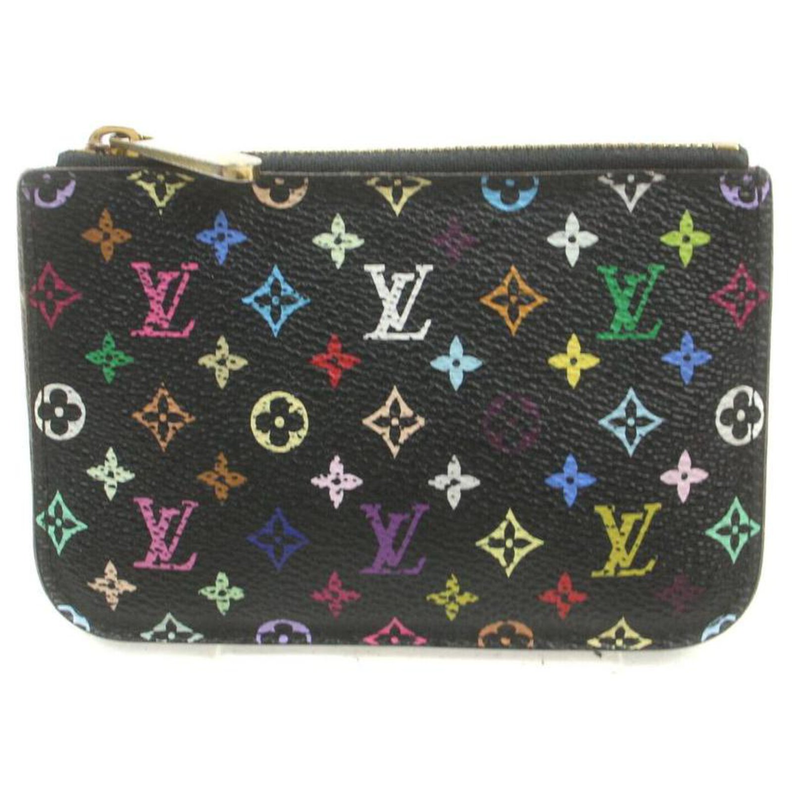 Louis Vuitton Black Monogram Multicolor Pochette Cles NM Key Pouch