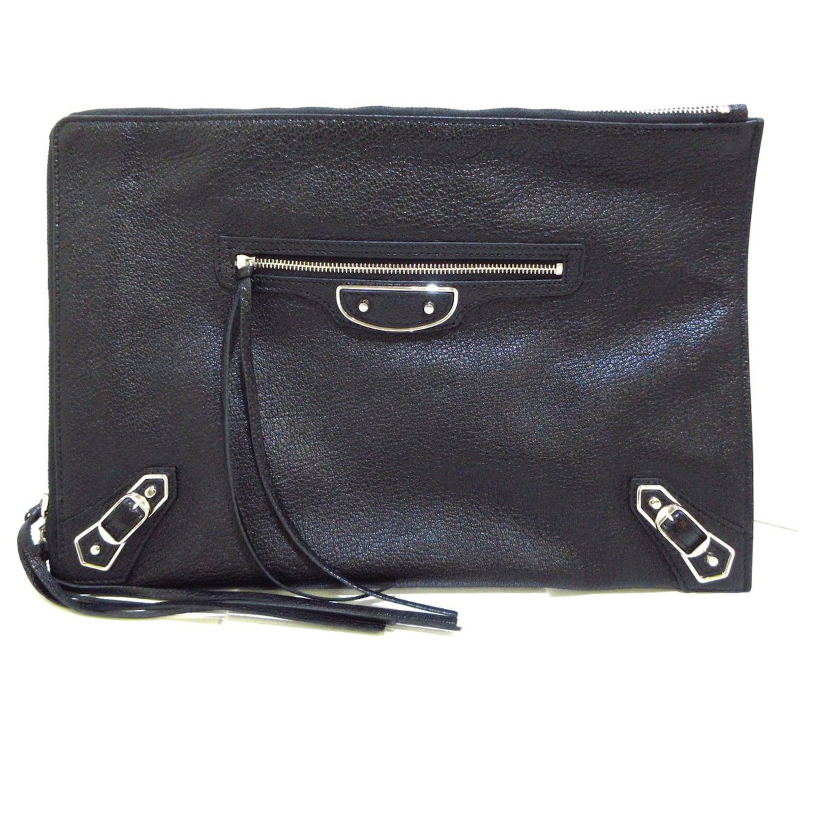 Balenciaga Classic pouch Black Leather ref.325348 - Joli