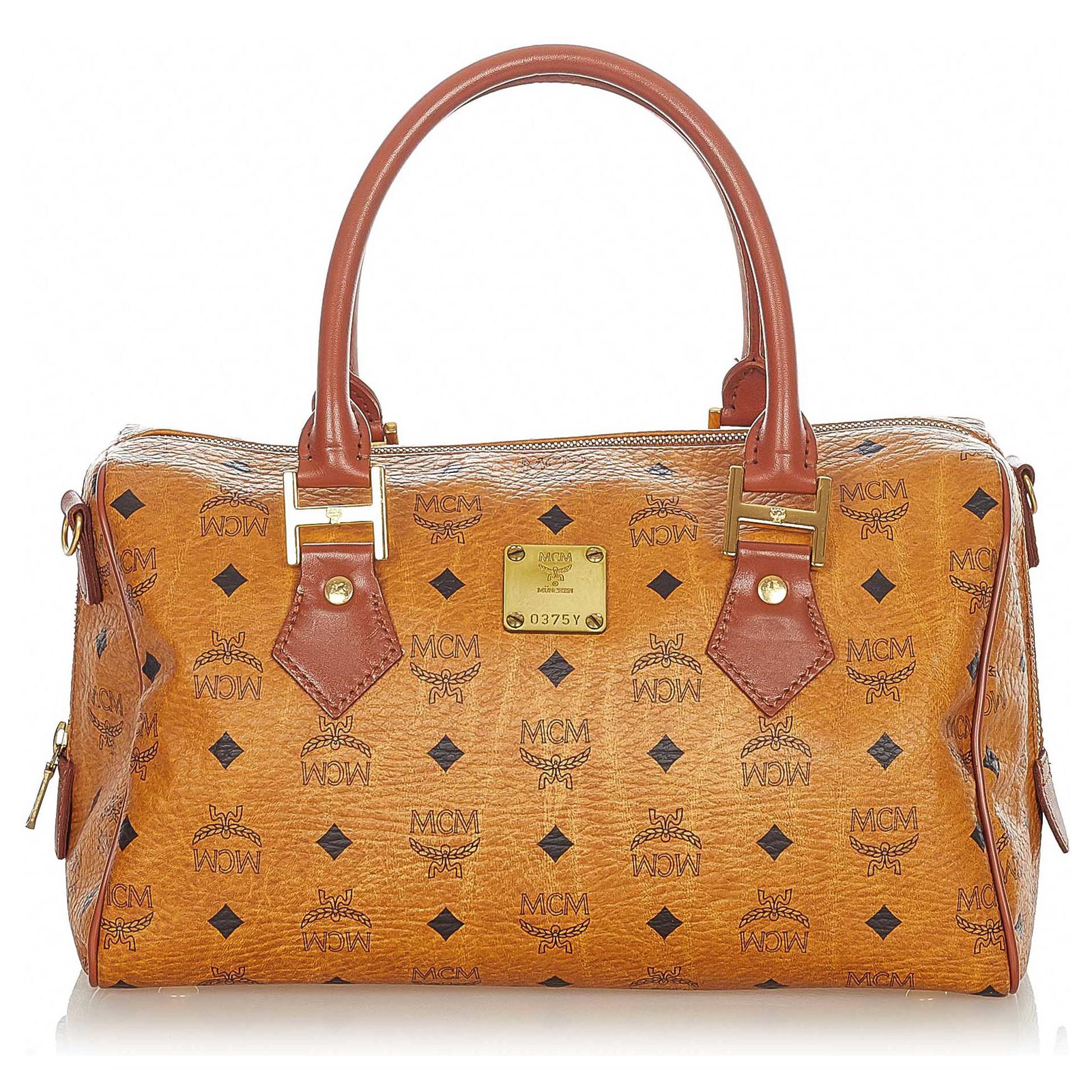 MCM Brown Visetos Leather Boston Bag Pony-style calfskin ref.325525 ...