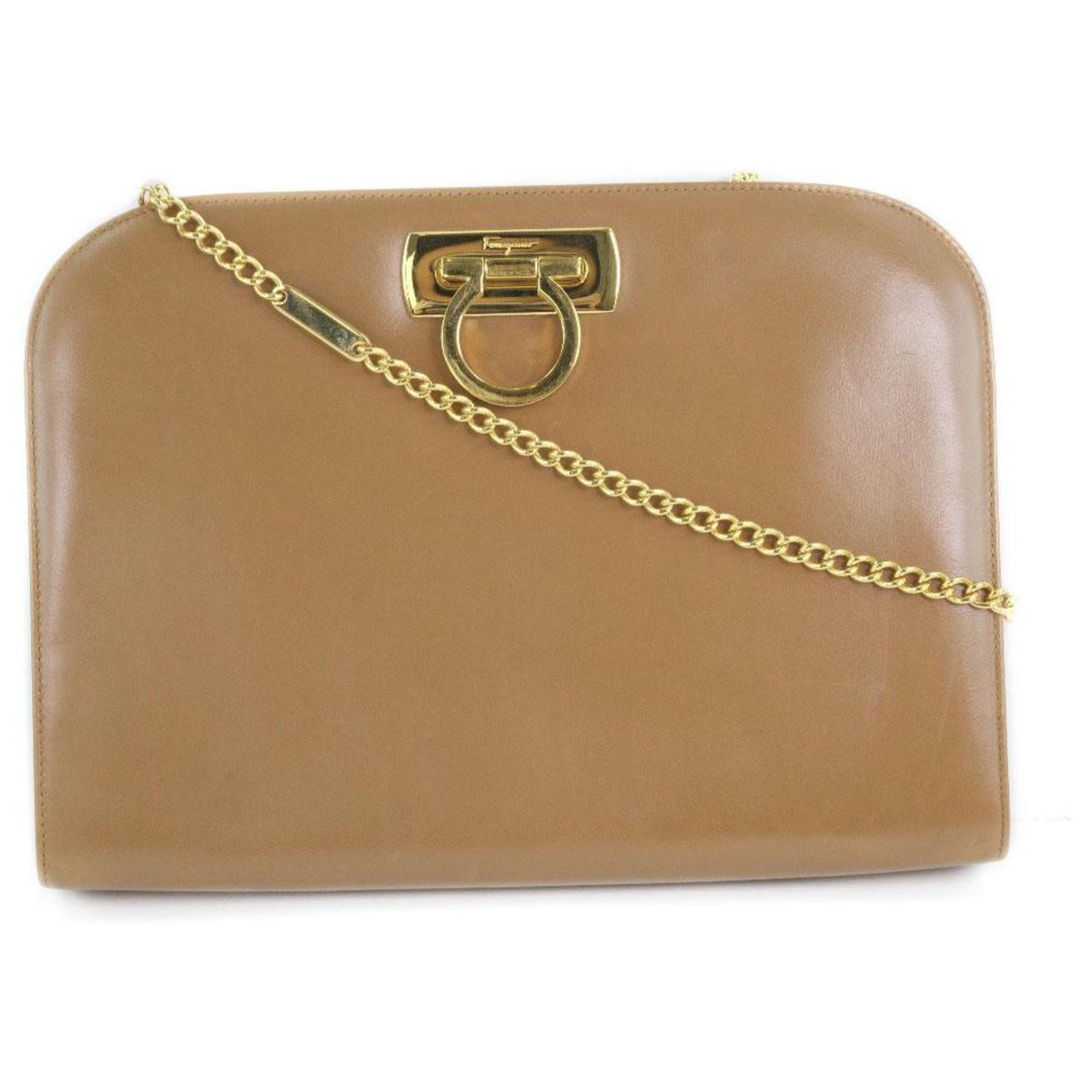 SALVATORE FERRAGAMO Brown Leather Shoulder Bag - The Purse Ladies