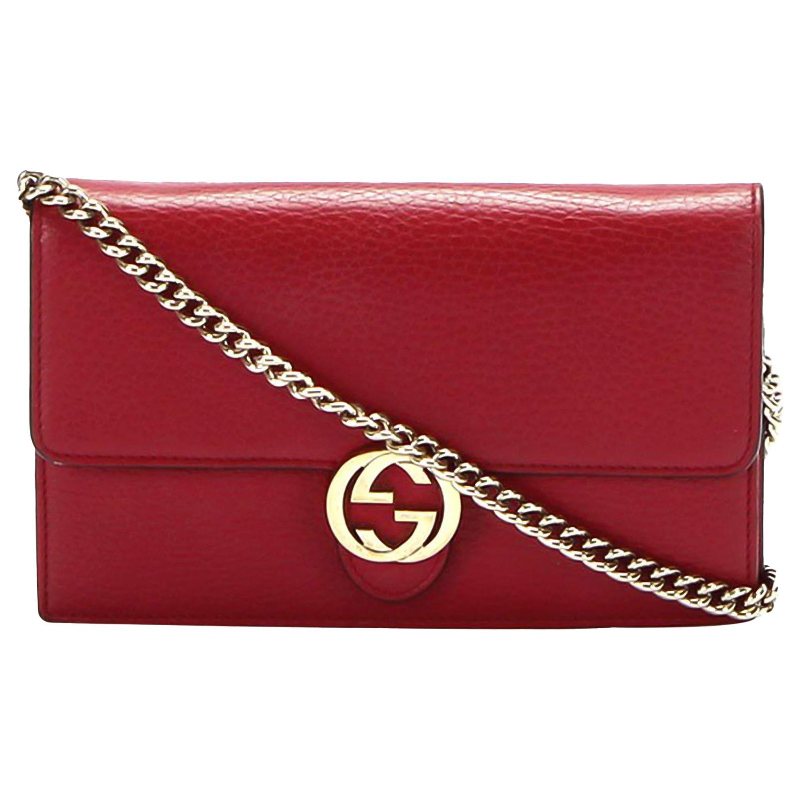 The Chain Link Leather Crossbody Red