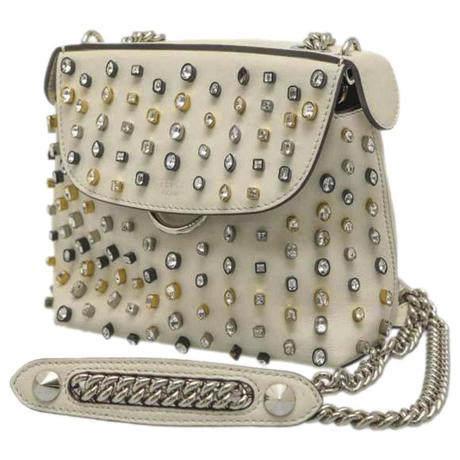 Fendi White Mini Back To School Studded Leather Backpack Pony-style ...