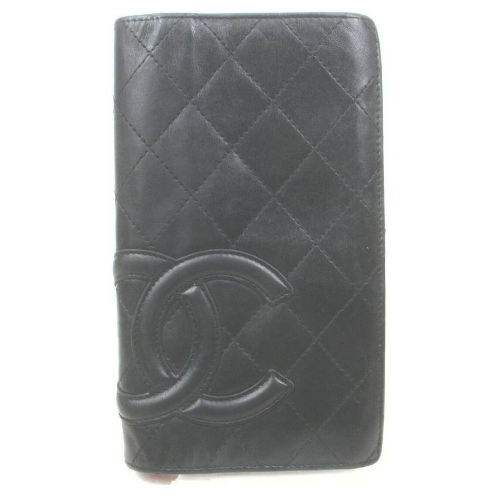 CHANEL Cambon Line Coco Mark Long Bi-Fold Wallet Bi-Fold Long Wallet  Leather Soft Calf Enamel Black Pink