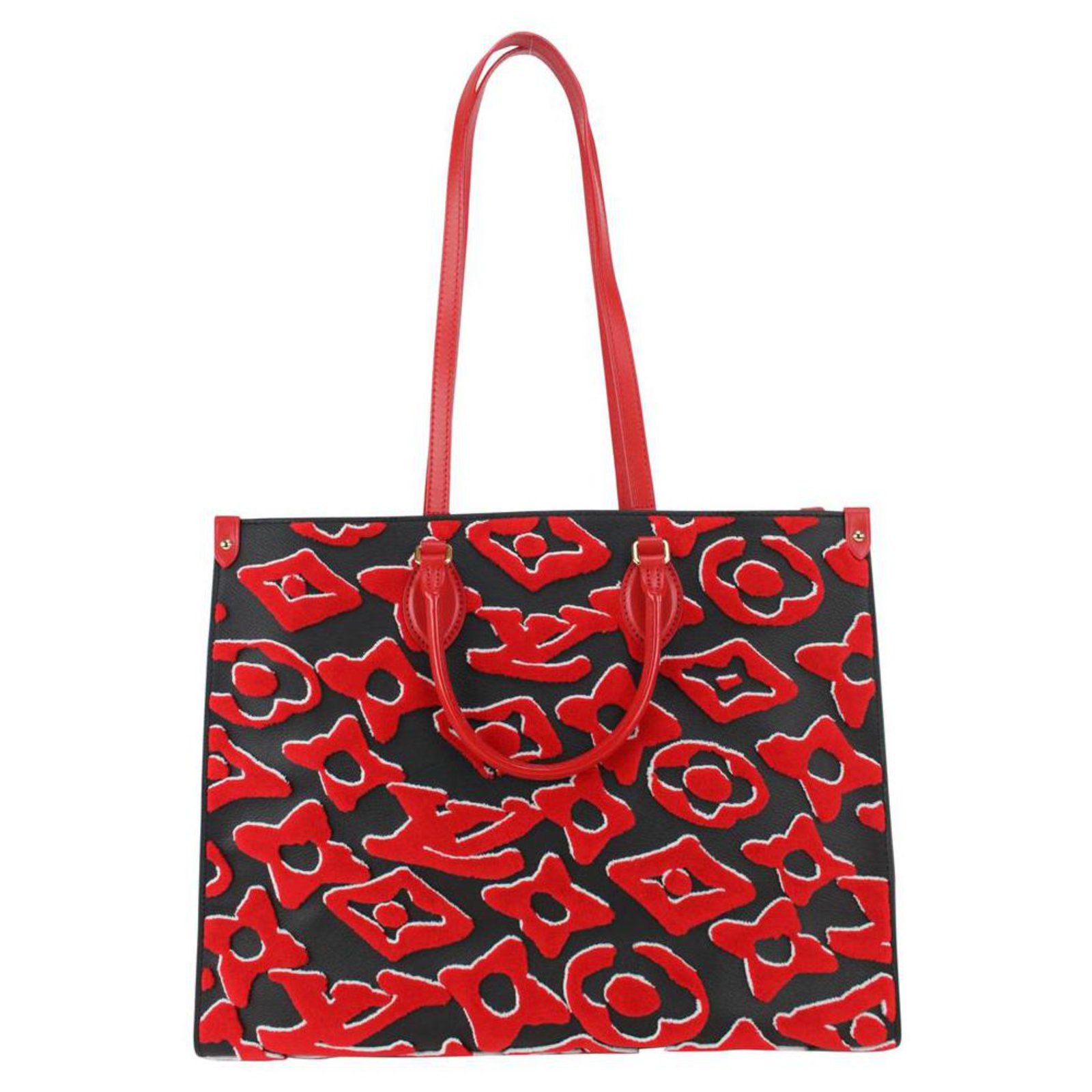 Louis Vuitton Urs Fischer Monogram Red OntheGo Tote bag Leather ref.326332  - Joli Closet