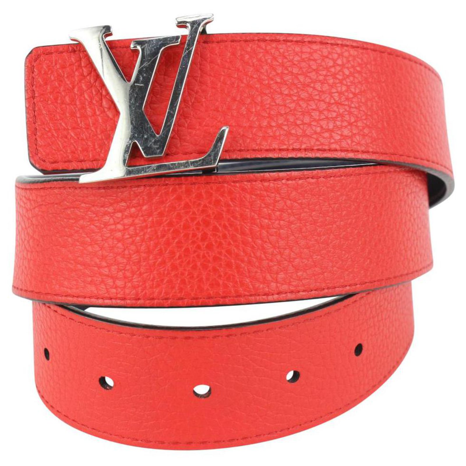 Louis Vuitton 90/36 Cintura con iniziali LV reversibile rossa x nera Pelle  ref.326875 - Joli Closet