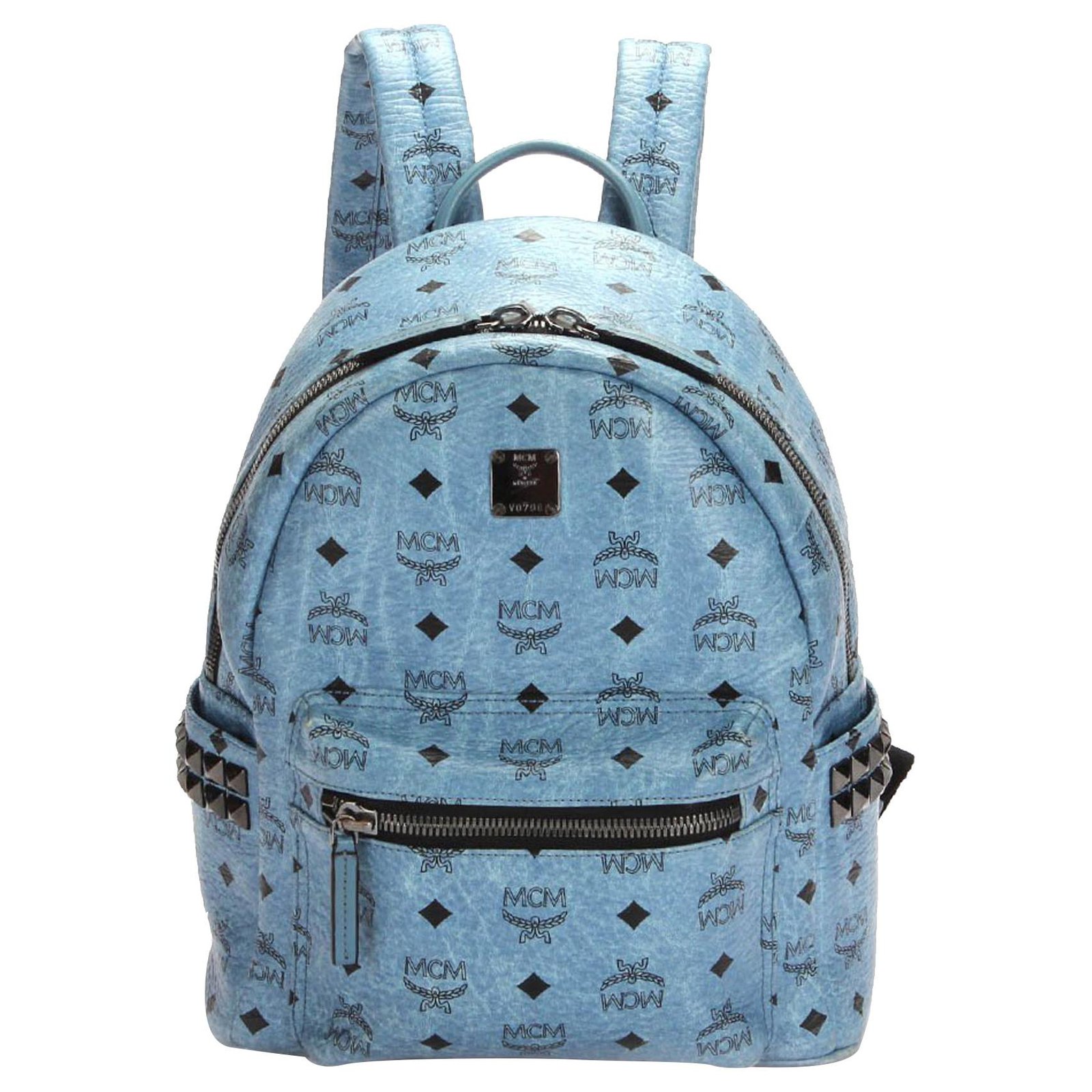 MCM Blue Visetos Stark Leather Backpack Pony-style calfskin ref.327326 ...
