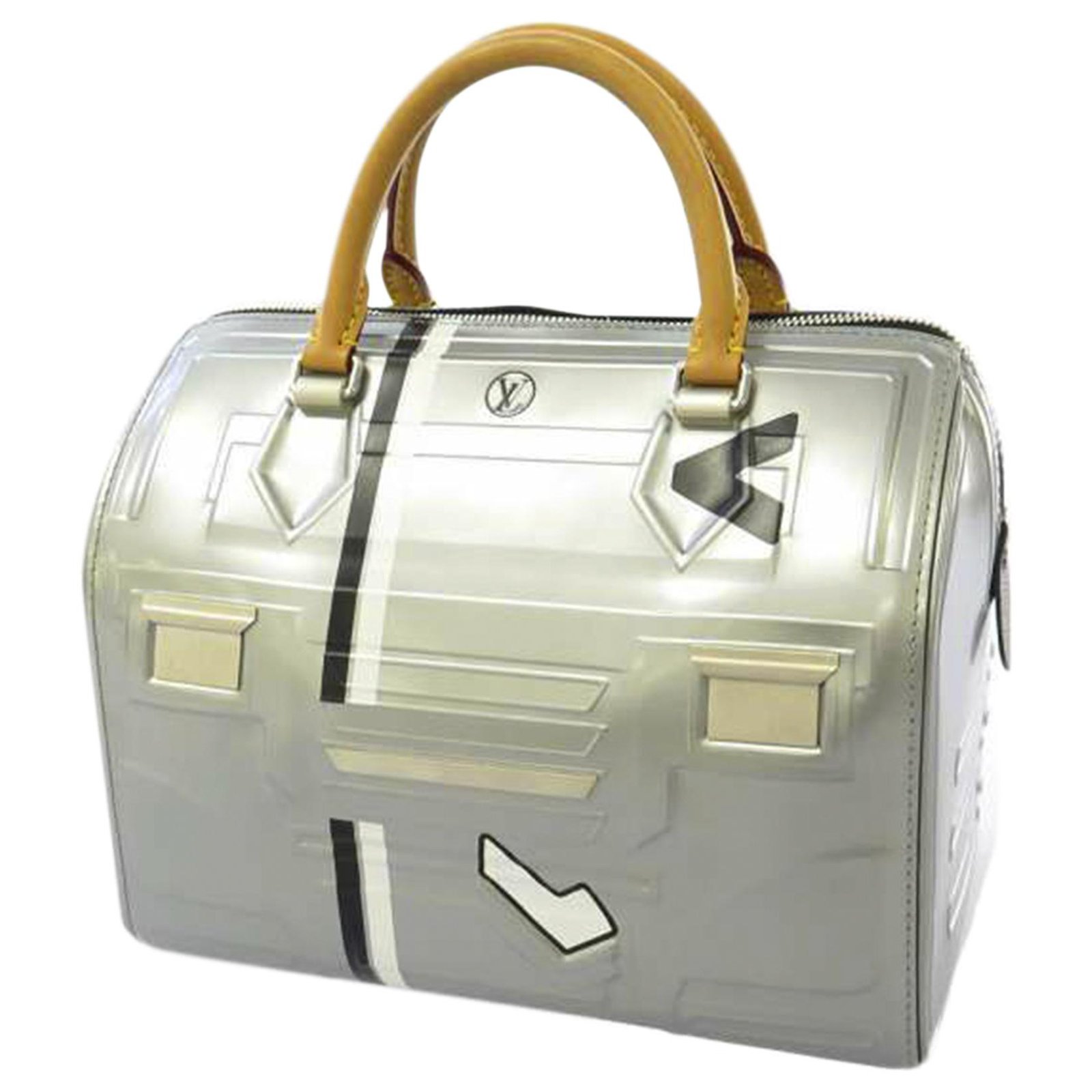 Louis Vuitton Silver Speedy Space 25 Brown Silvery Leather Pony