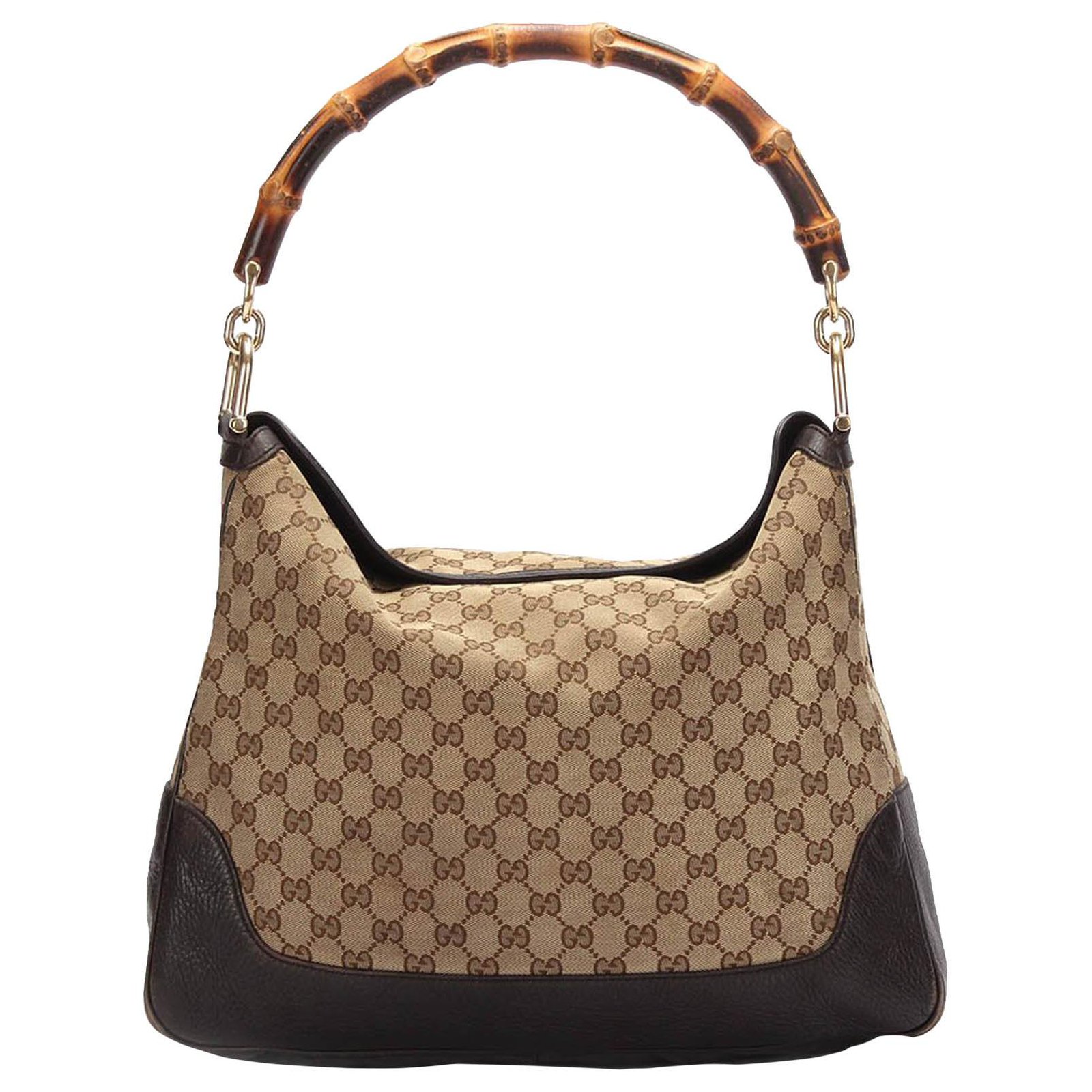Bamboo ring cloth handbag Gucci Brown in Cloth - 25112800