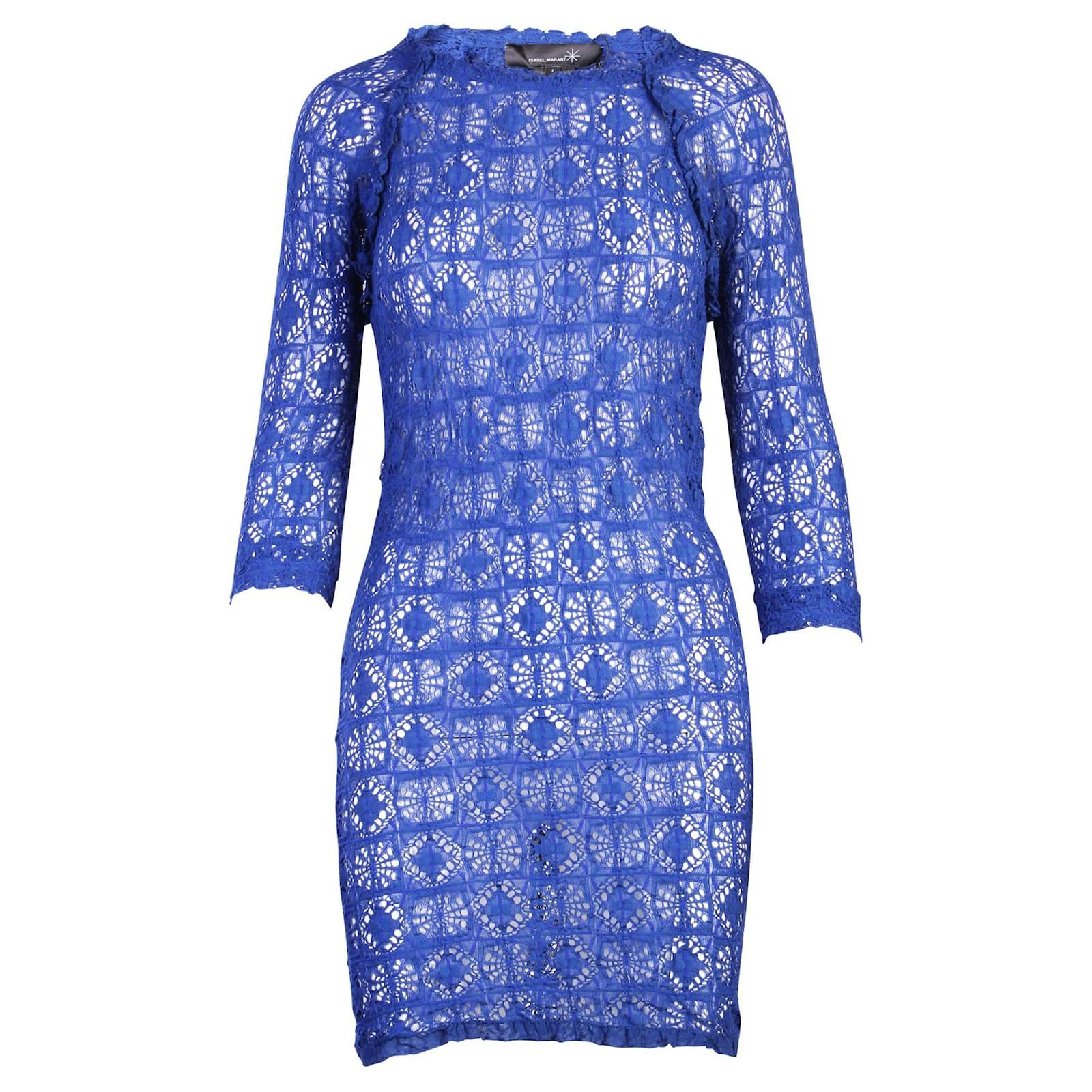 Isabel Marant Blue Crochet Mini Dress Cotton ref.JC327631 (Sold) - Joli Closet Isabel Marant Blue Crochet Mini Dress Cotton ref.JC327631 (Sold) - Joli Closet