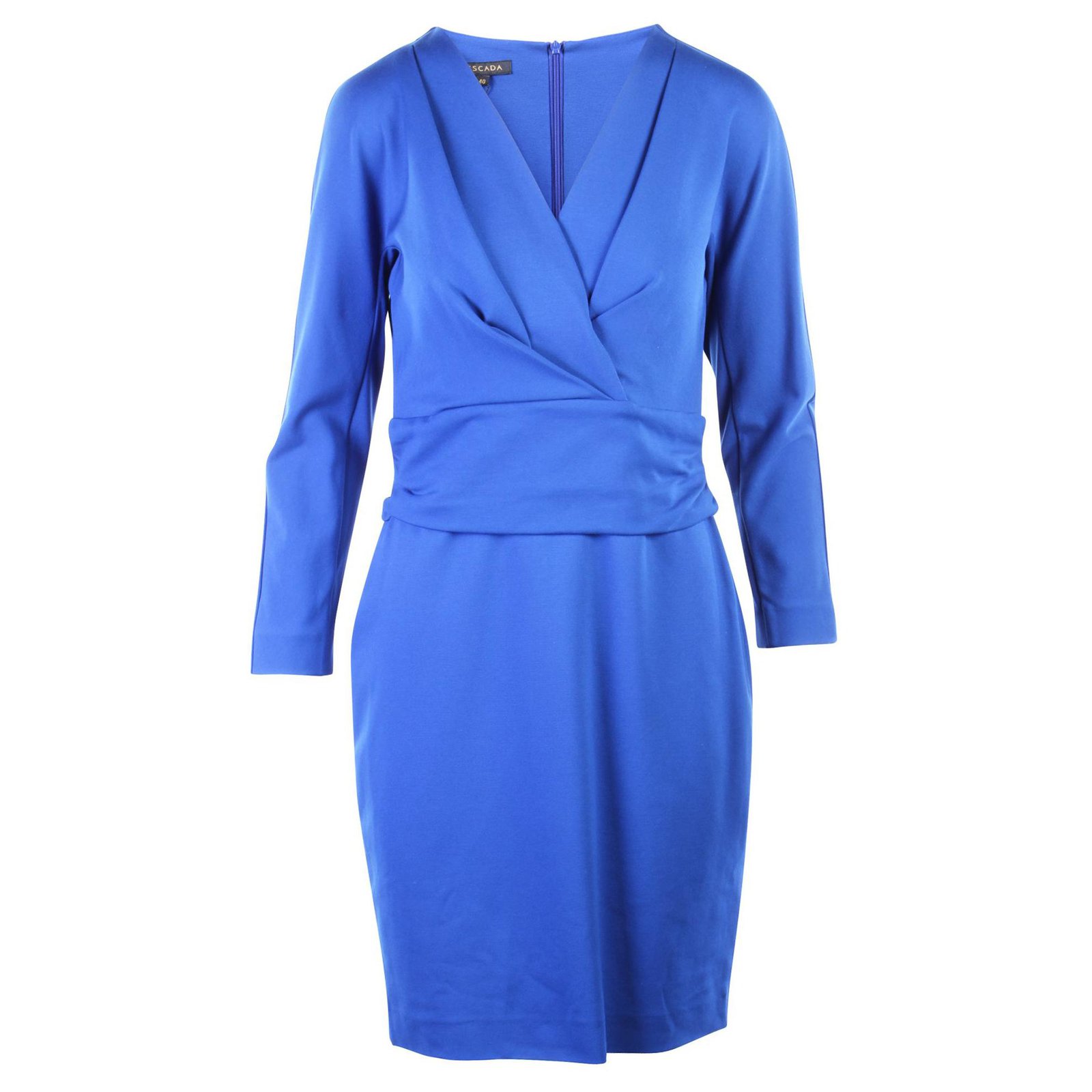 Escada Long Sleeves Midi Dress Blue Navy blue Viscose ref.327745