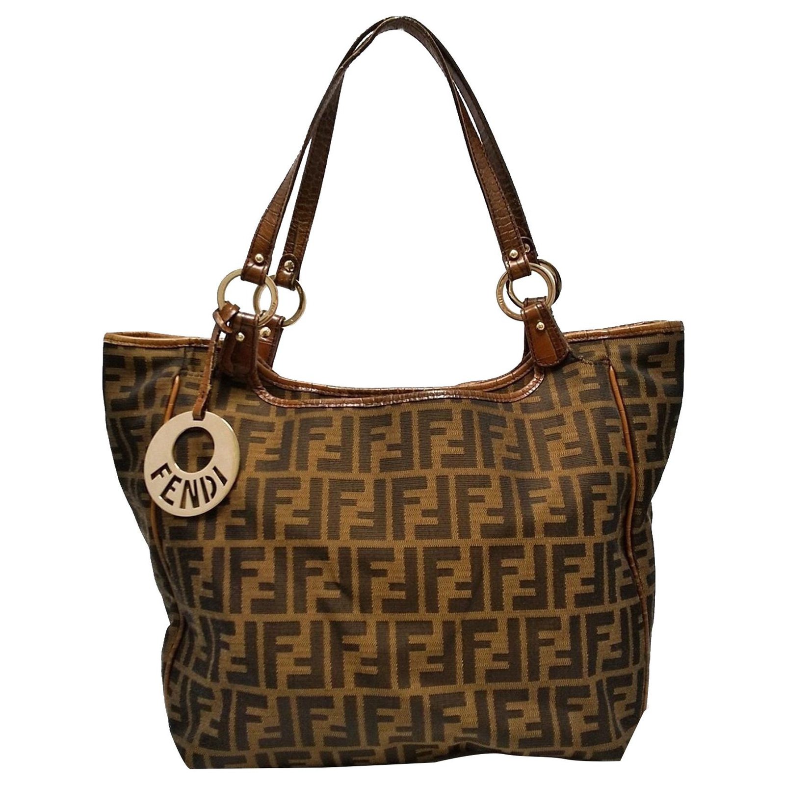 fendi brown canvas bag