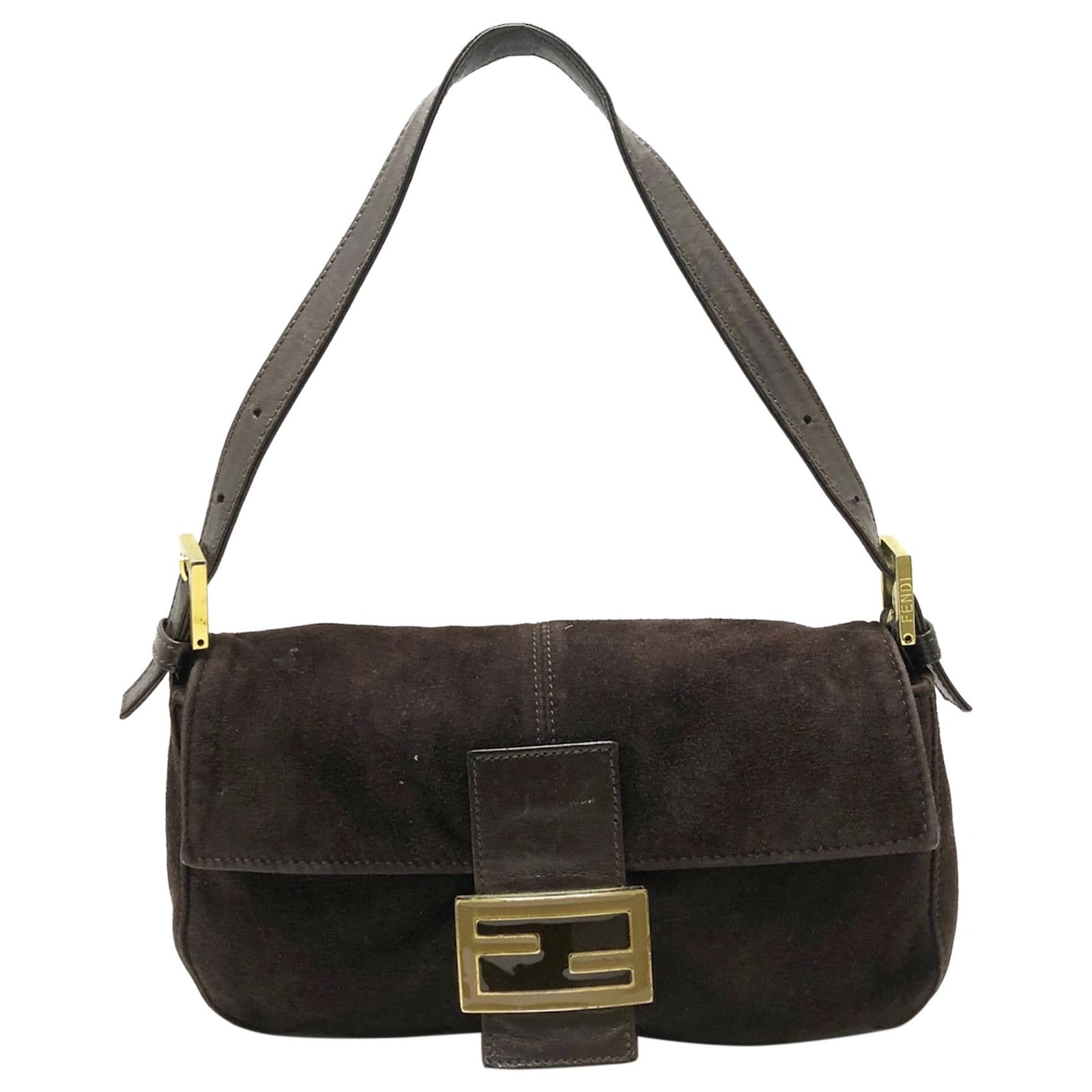 fendi brown suede baguette