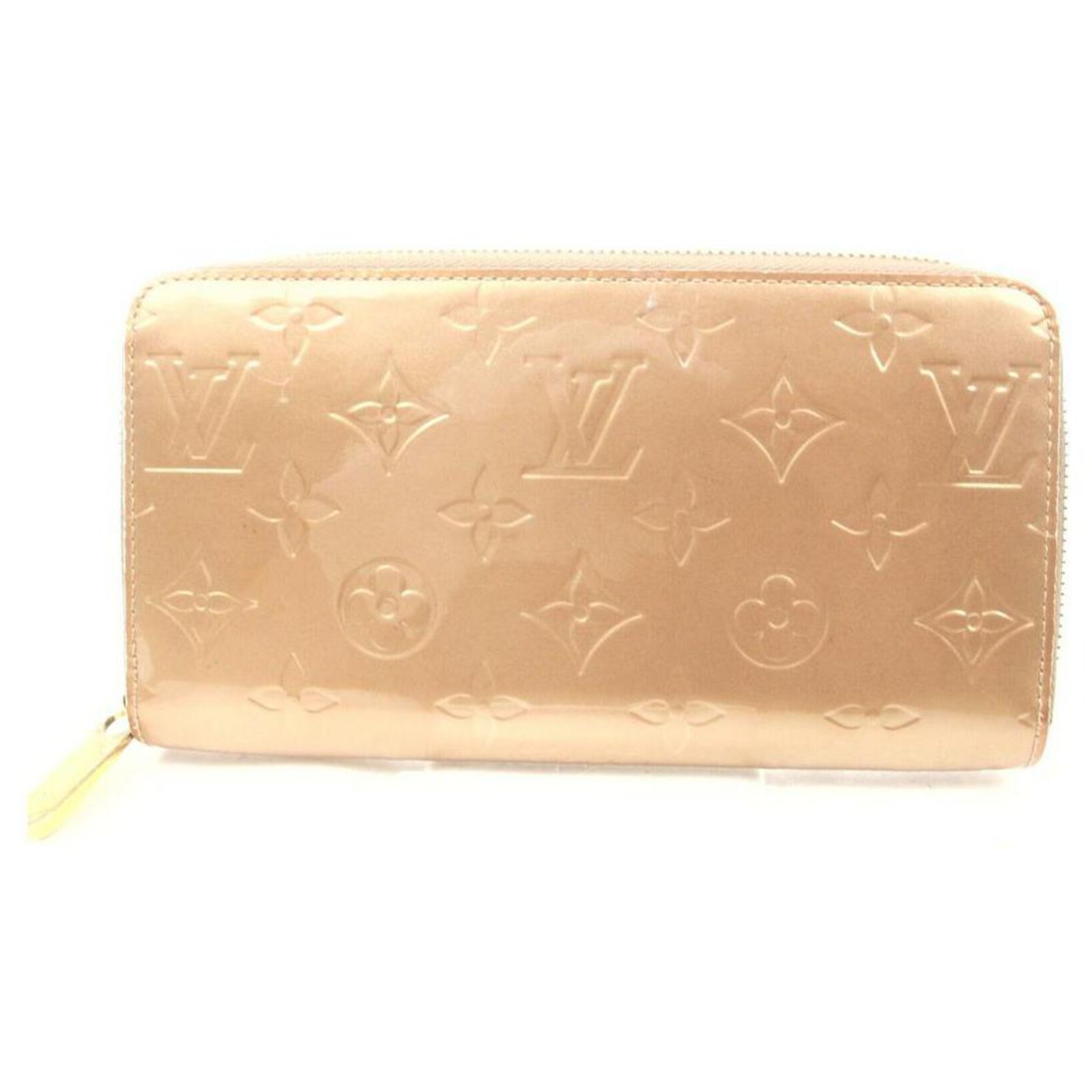 Louis Vuitton Gold-Beige Monogram Vernis Long Zippy Wallet Zip