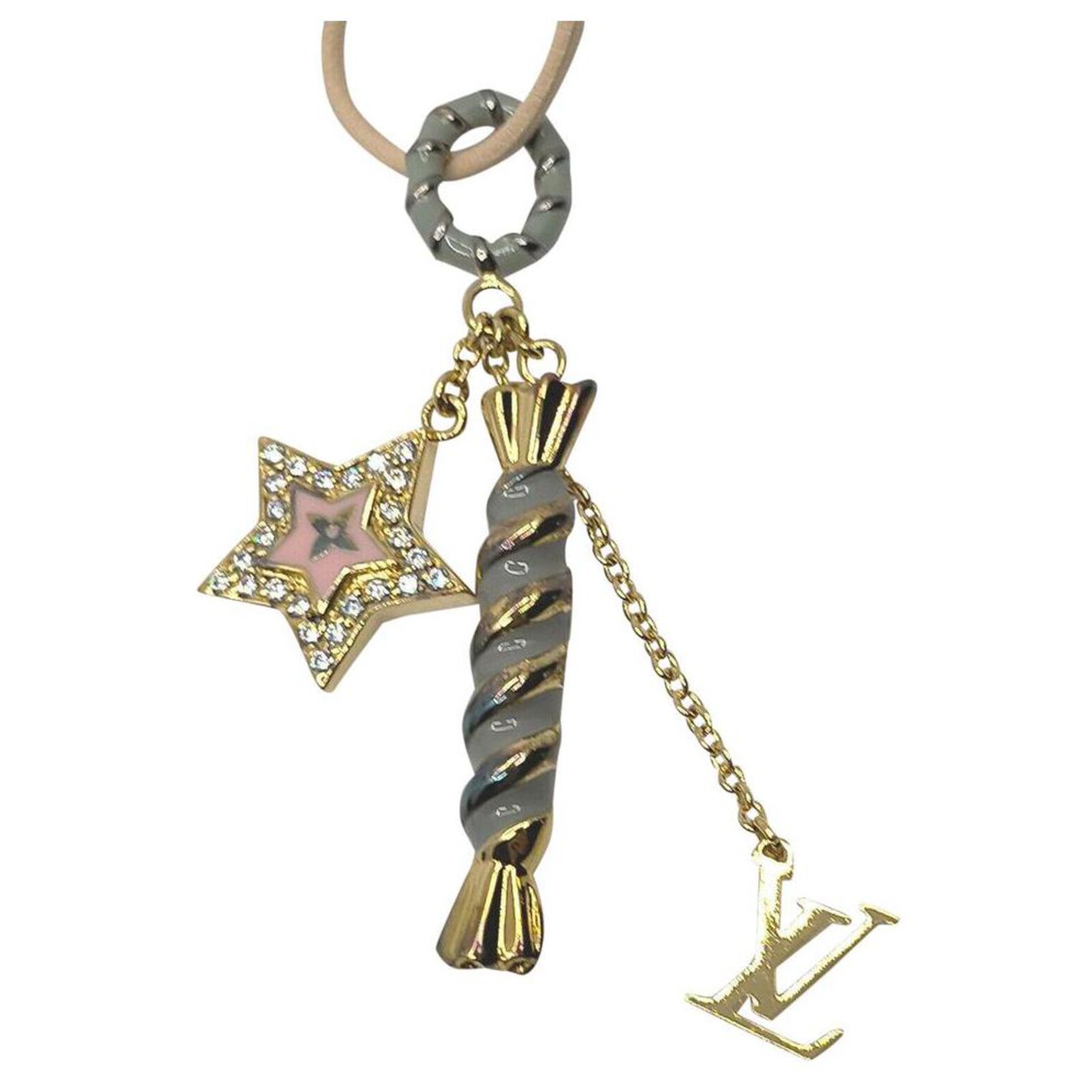 Louis Vuitton Pendentif Tutti Sweetie Candy Star Crystal Necklace Leather  White gold Metal ref.328610 - Joli Closet