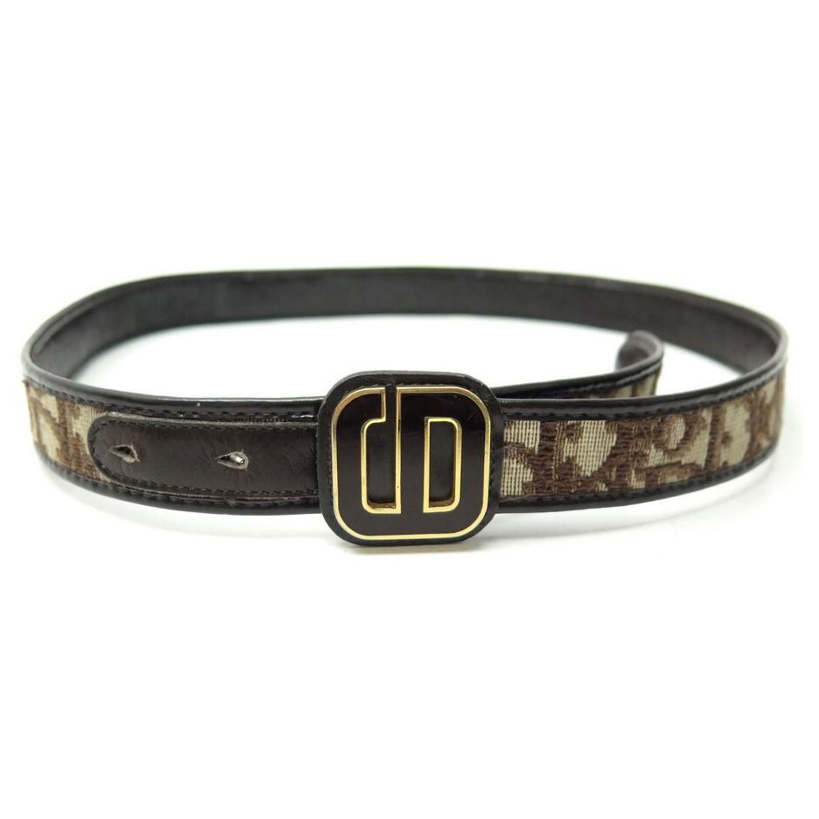 Vintage Dior Brown/Gold Oblique Monogram CD Belt CHRISTIAN DIOR CD logo CD buckle belt Brown GoldHardware  main image 2