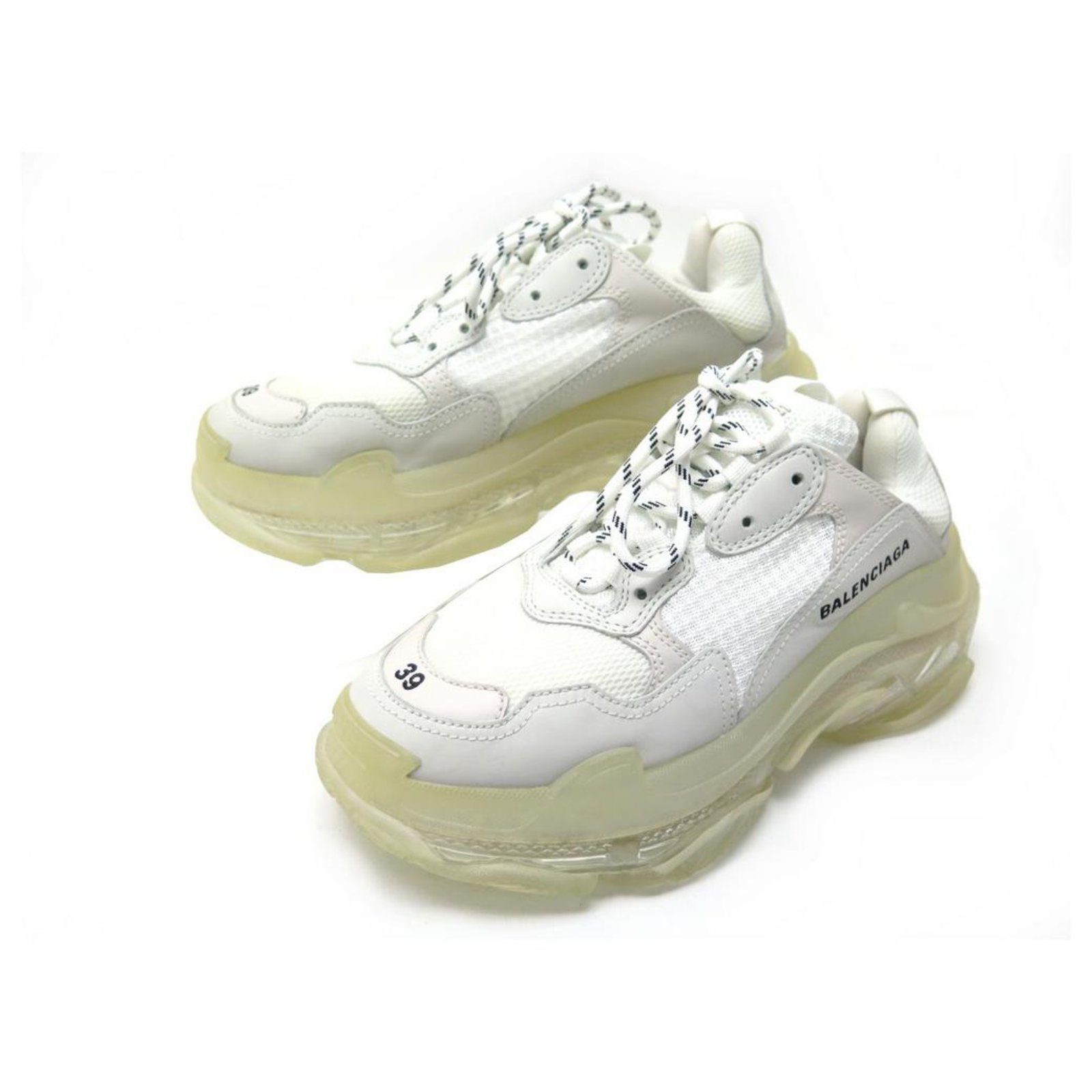 BALENCIAGA TRIPLE S SHOES 544351 39 WHITE CANVAS SNEAKERS WHITE SNEAKERS  Cloth ref.328681 - Joli Closet