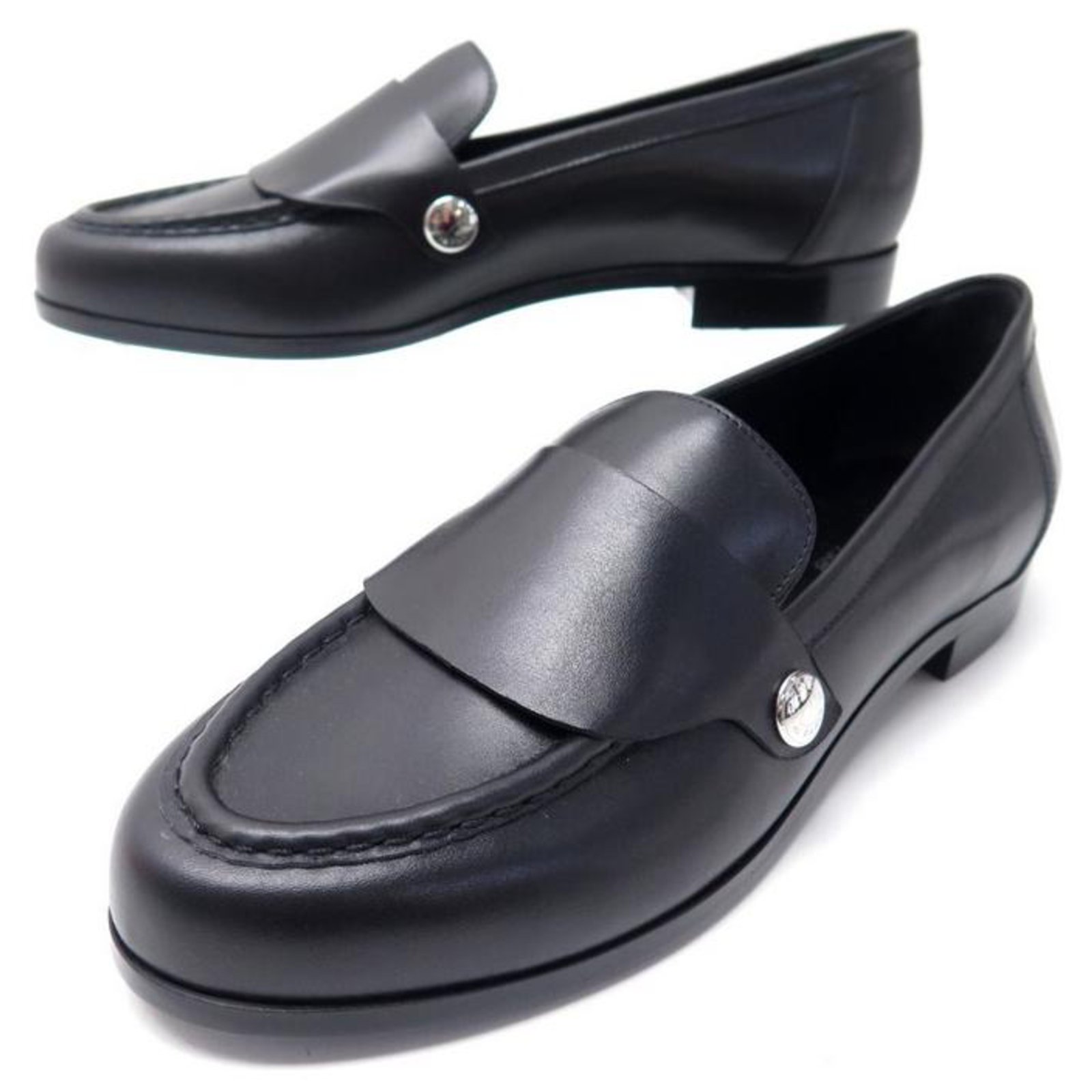 hermes black loafers