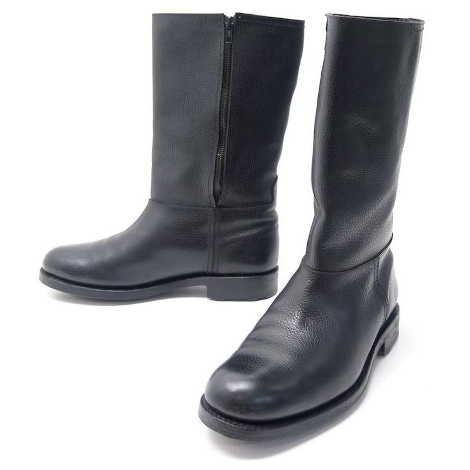 CALZADO JM WESTON 7mi 41 BOTAS GRANDES PIEL NEGRA SEMILLA Negro Cuero  ref.329039 - Joli Closet