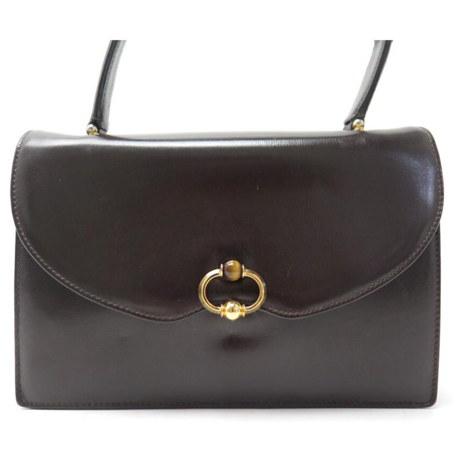 Vintage Gucci Handbag in Brown Leather 1950s -  Israel