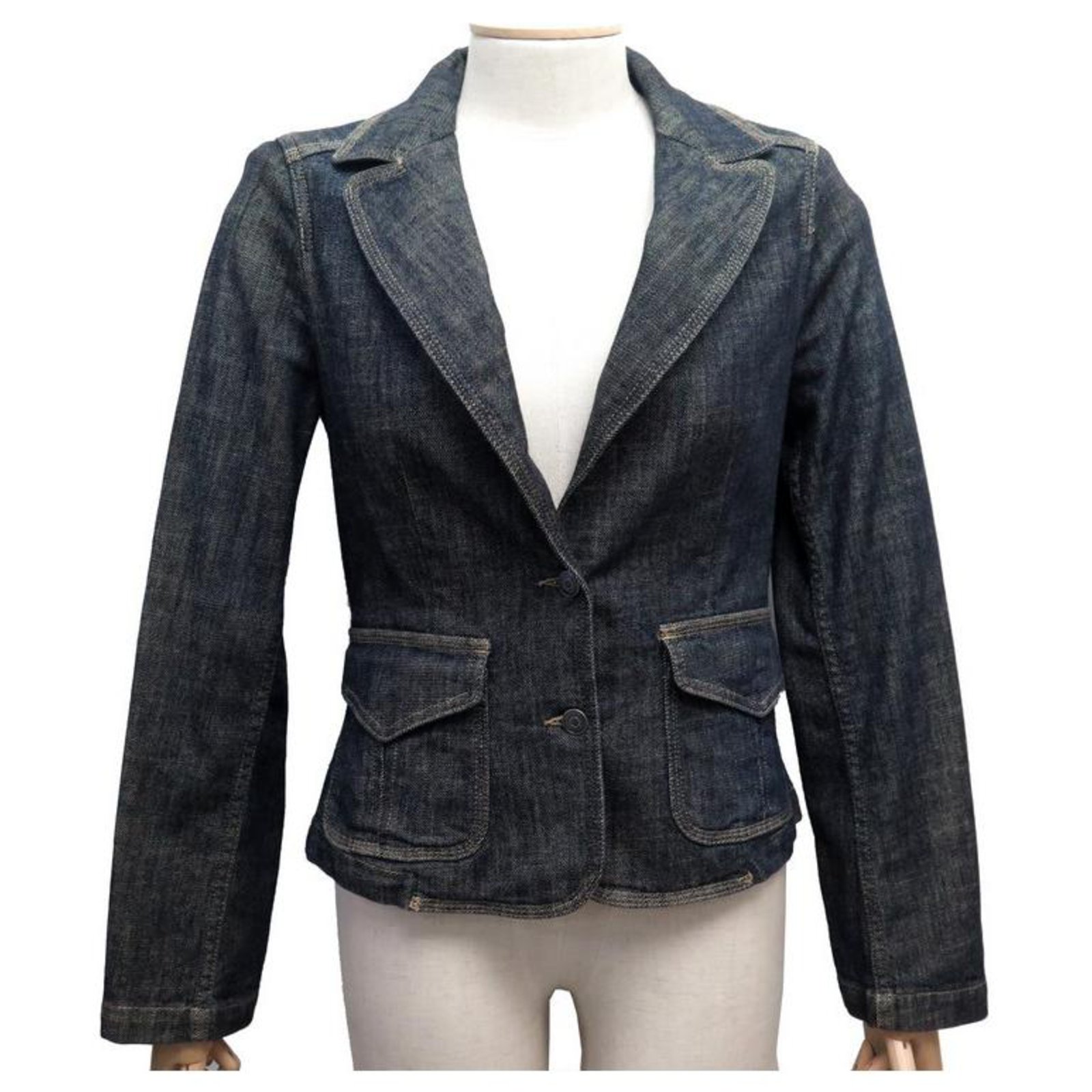 NEW BURBERRY DENIM M JACKET 38 DARK BLUE COTTON JACKET VEST  -  Joli Closet