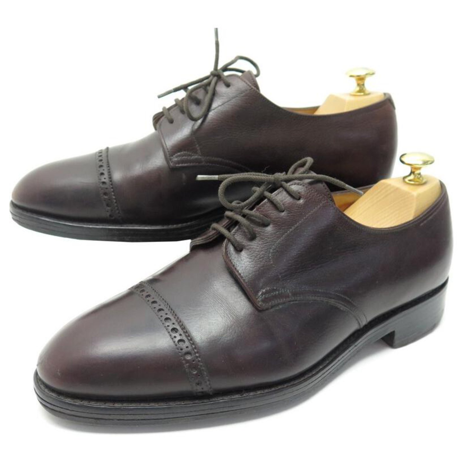 JOHN LOBB RUSSEL SHOES 8E 42 BROWN LEATHER DERBY + SHOES TAPER ref