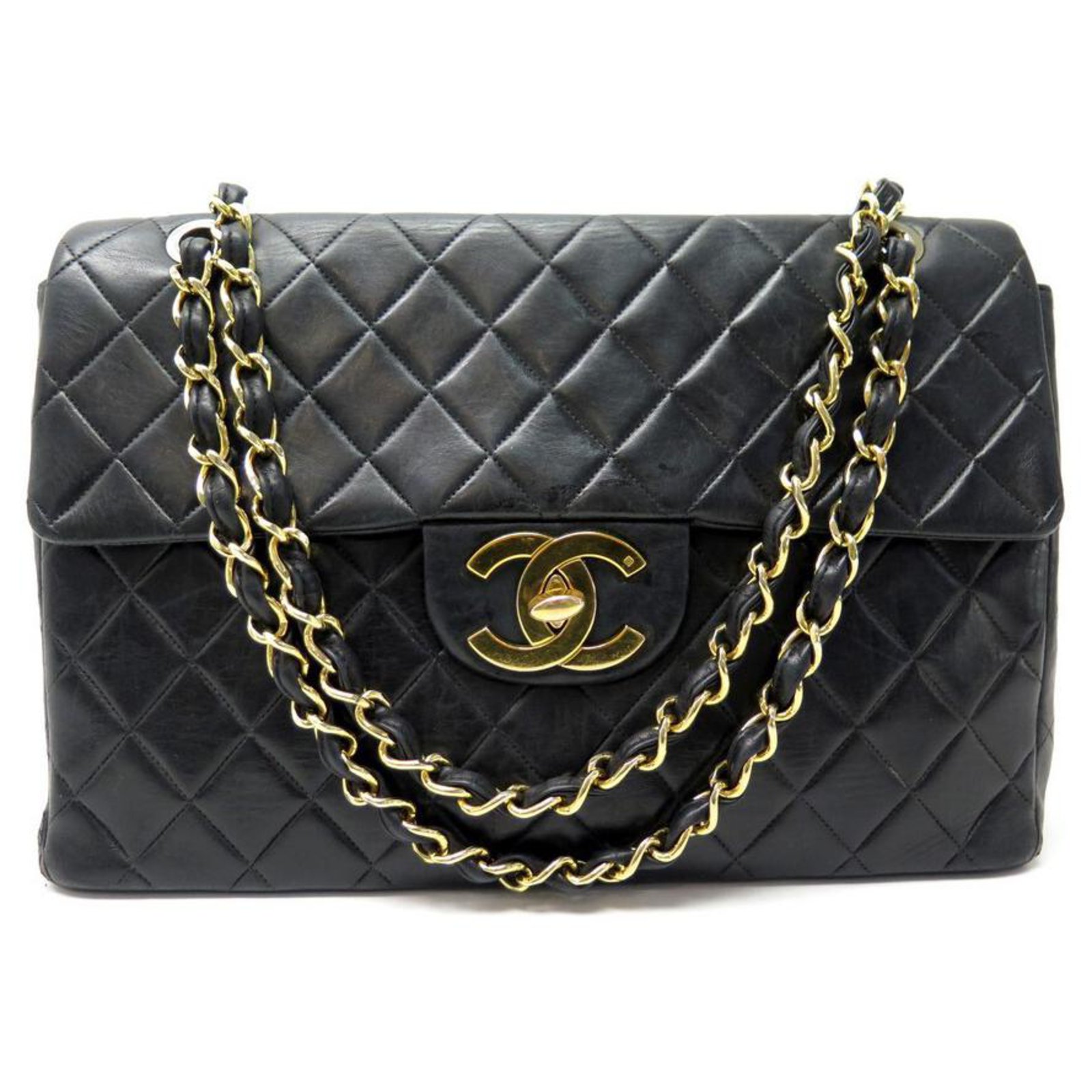 VINTAGE CHANEL TIMELESS MAXI JUMBO HANDBAG IN QUILTED LEATHER HAND BAG ...