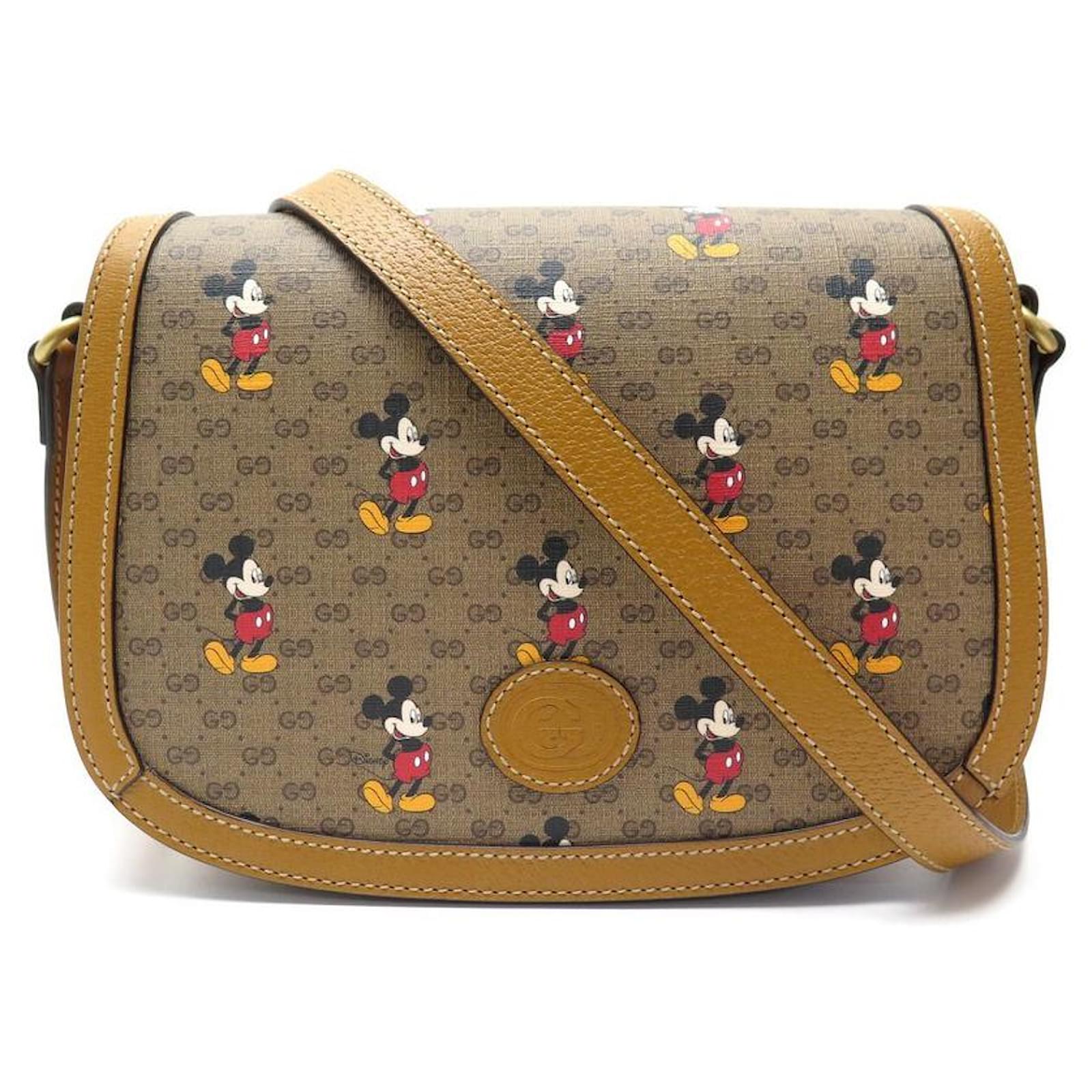 NUOVA BORSA A MANO GUCCI MICKEY CNY DISNEY 602694 BANDOULIERE MINI GG  SUPREME Marrone ref.329287 - Joli Closet