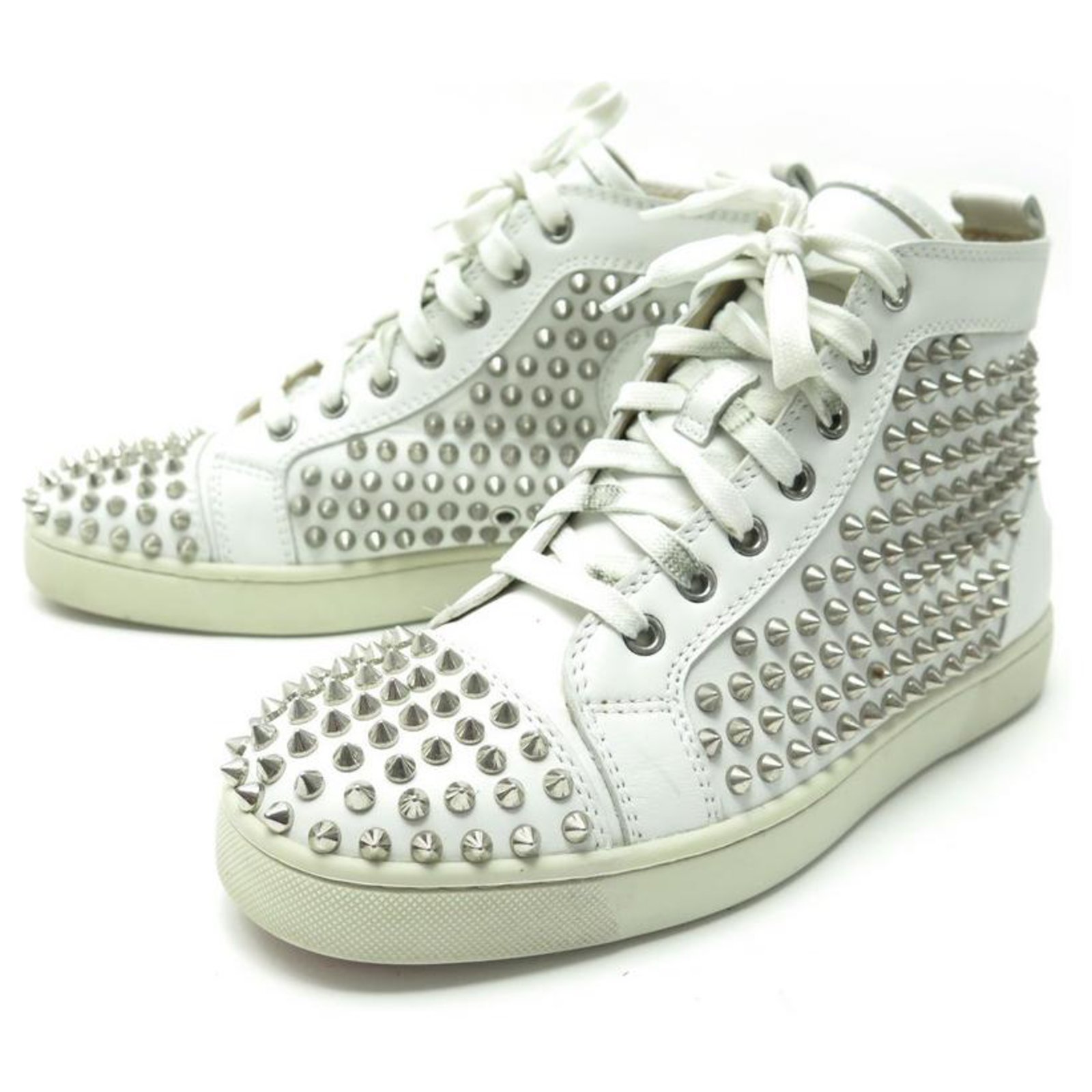 CHRISTIAN LOUBOUTIN, Louis Spike Low Sneakers, Men, White Leather