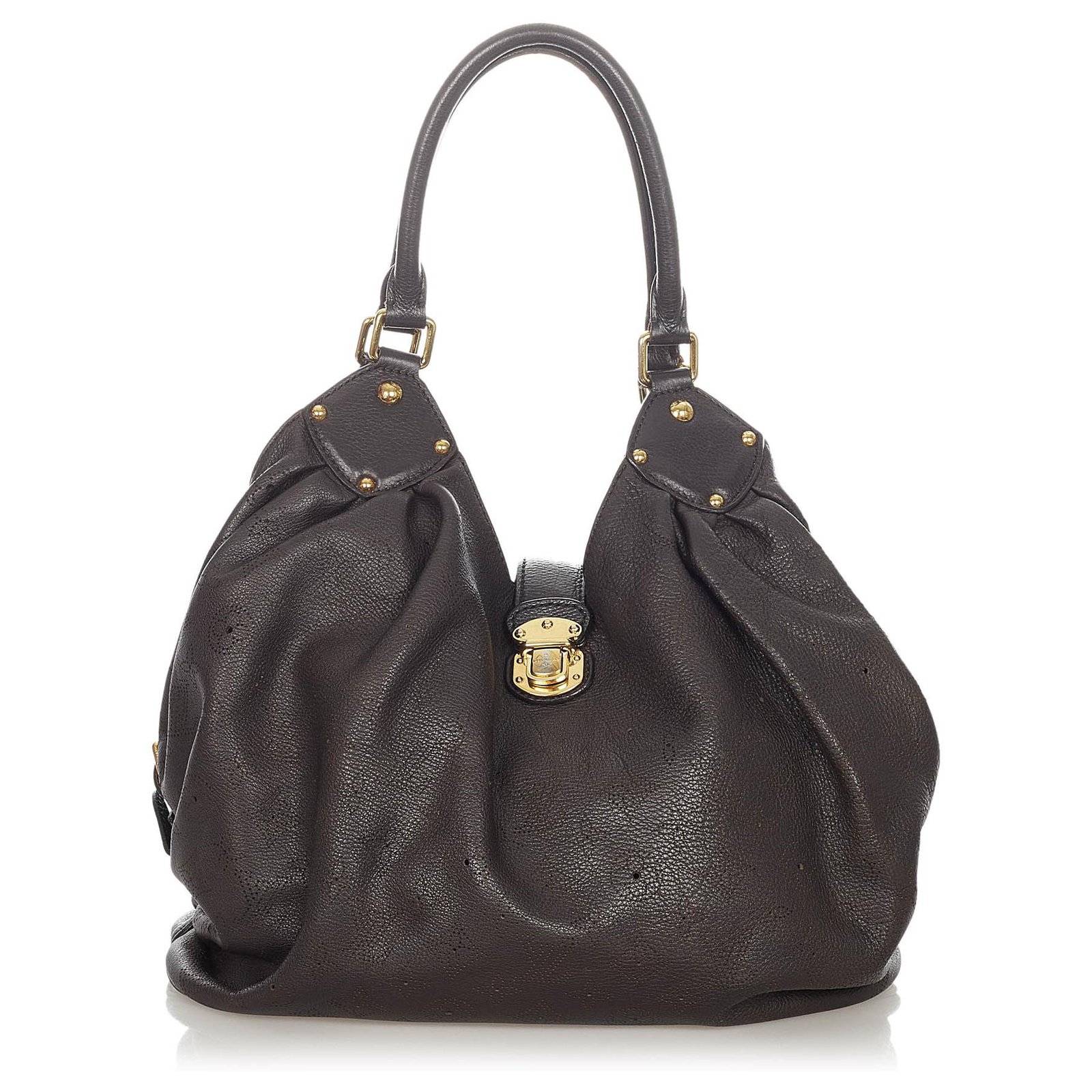 Louis Vuitton L Handbag in Brown Mahina Leather