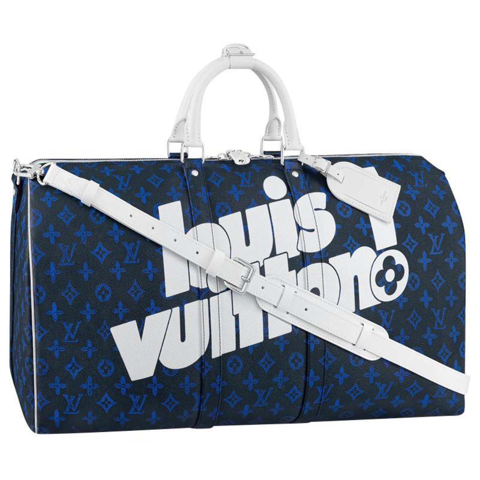 Louis Vuitton Bandolera LV Keepall 55 NUEVO Azul Cuero ref.330185