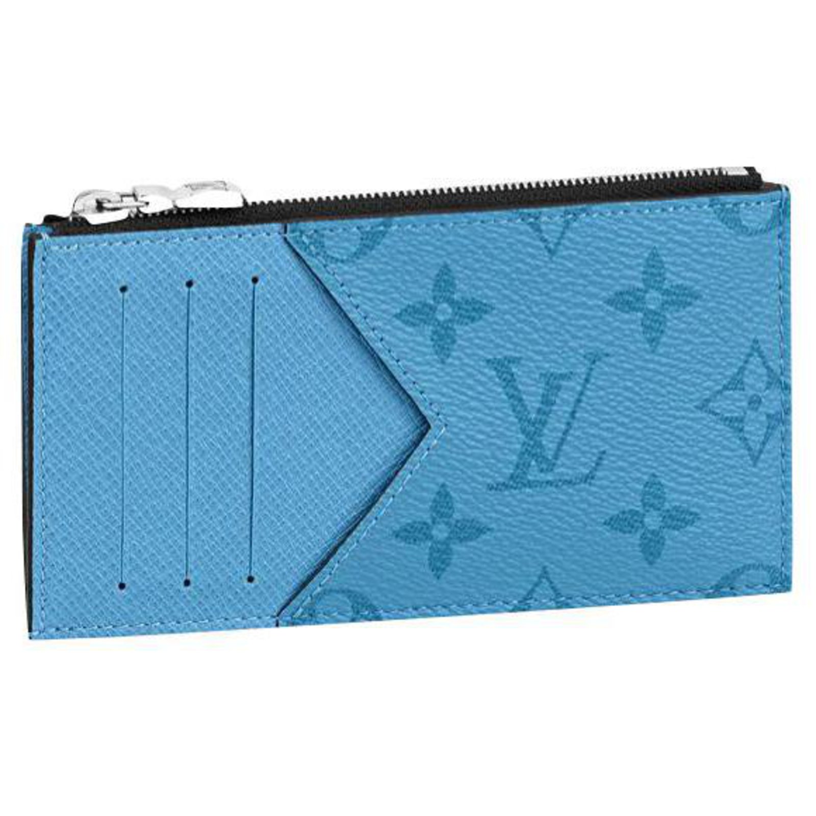 Louis Vuitton LV Coin card holder blue Leather ref.330196 - Joli Closet