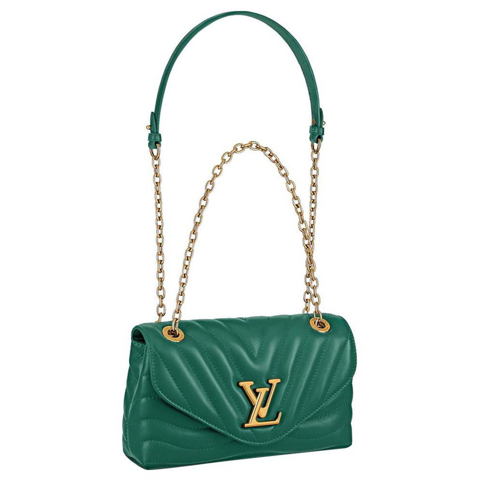 Louis Vuitton Malibu Green Quilted Calfskin Leather New Wave Chain