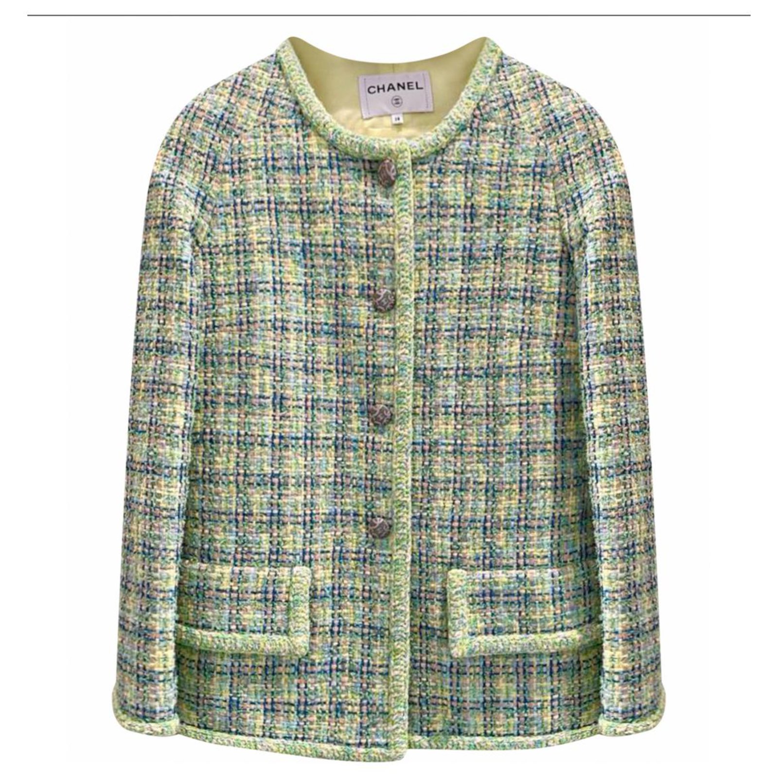 Chanel 8K$ NEW 2019 Green Jacket Tweed ref.330317 - Joli Closet