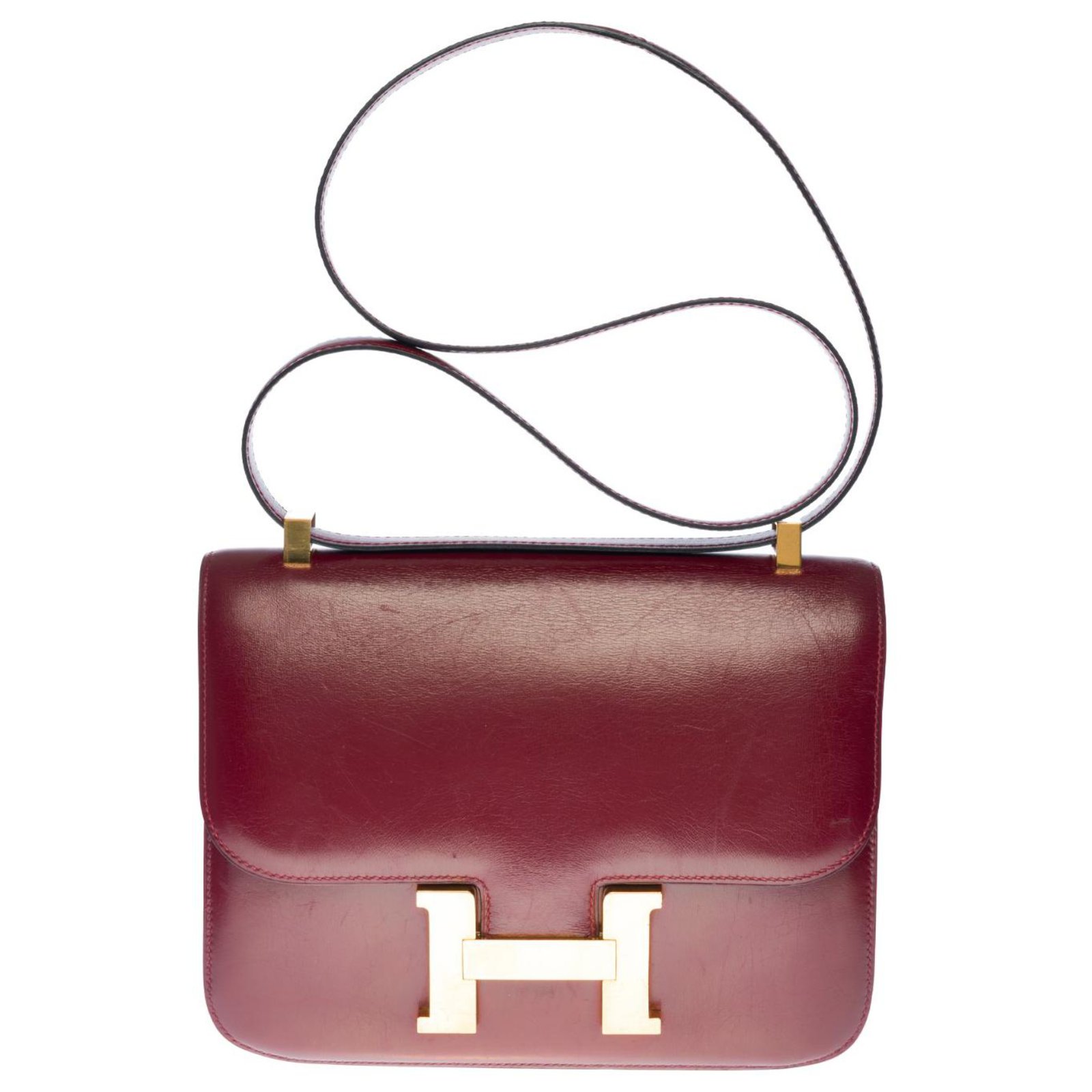 Hermès Splendid Hermes Constance handbag 23 cm leather box bordeaux,  garniture en métal doré Dark red ref.330351 - Joli Closet