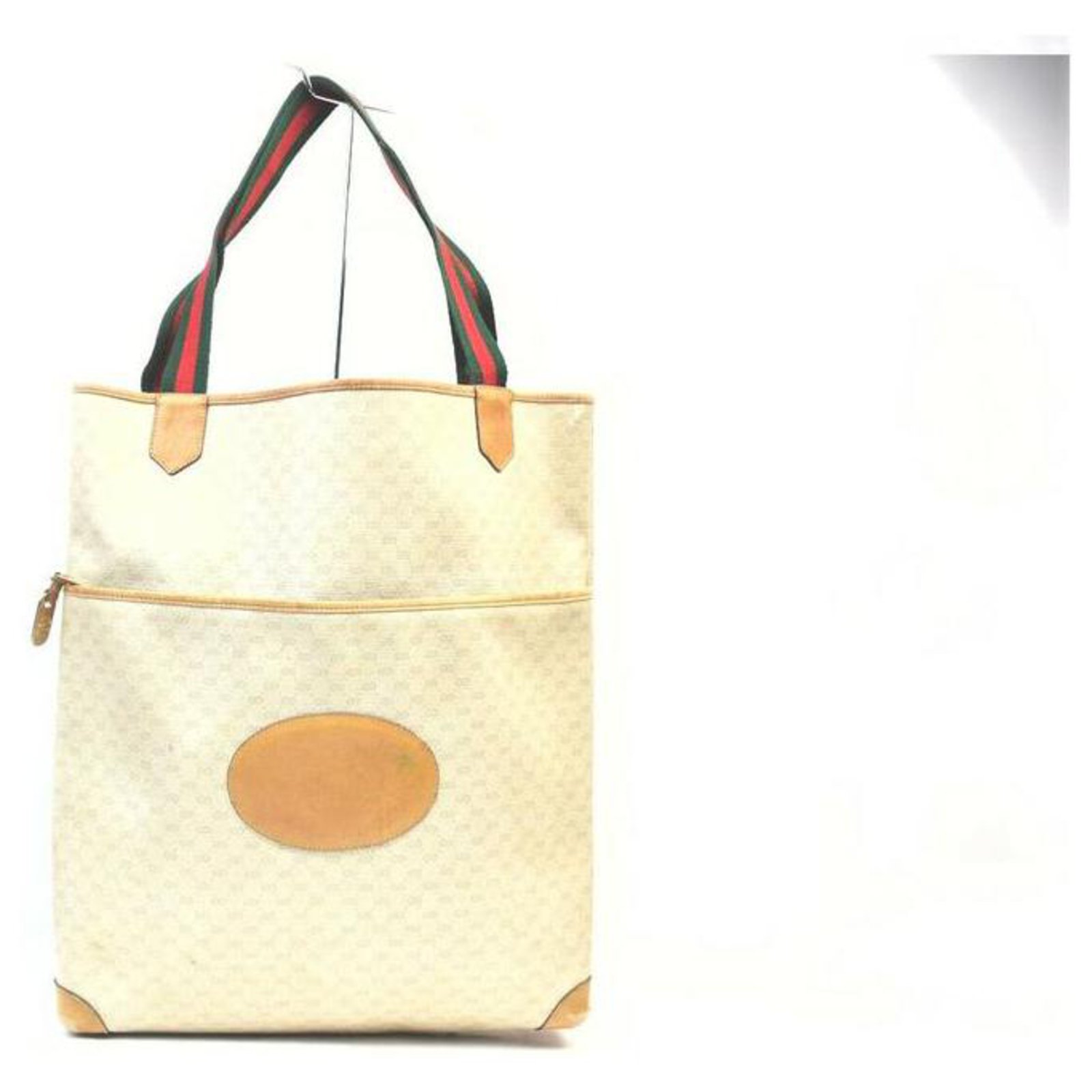 Gucci Ivory Monogram Micro GG Web Handle Tote Bag Leather ref.330403 - Closet