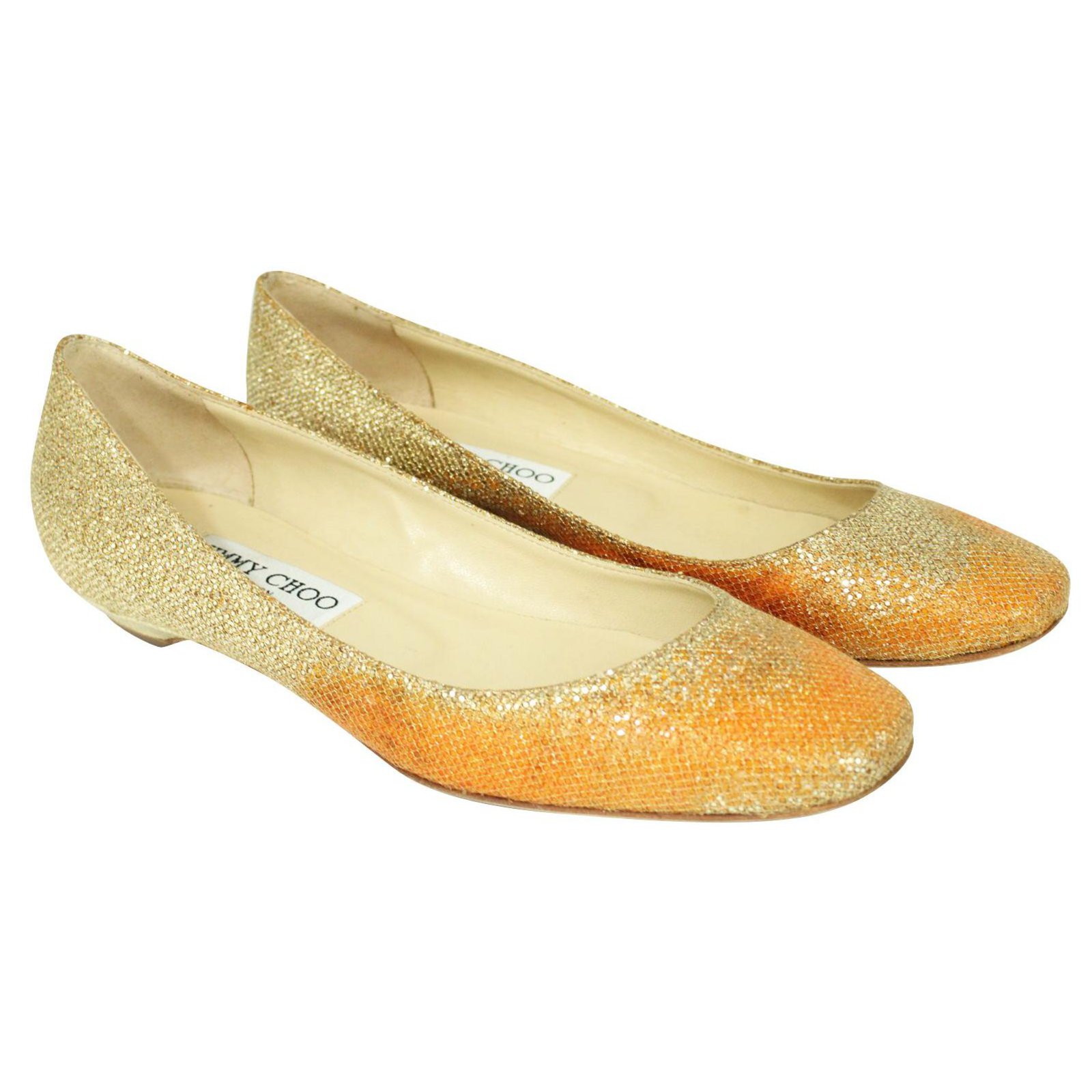 jimmy choo gold ballet flats