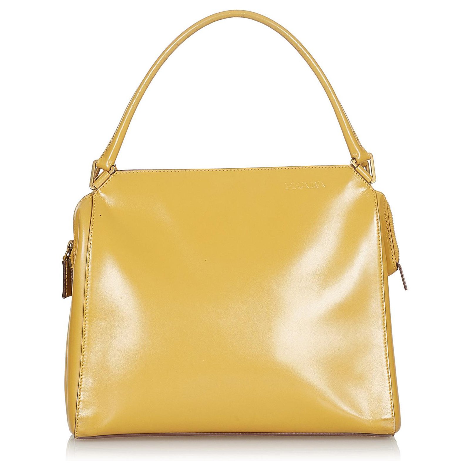 Mustard yellow sales leather handbag