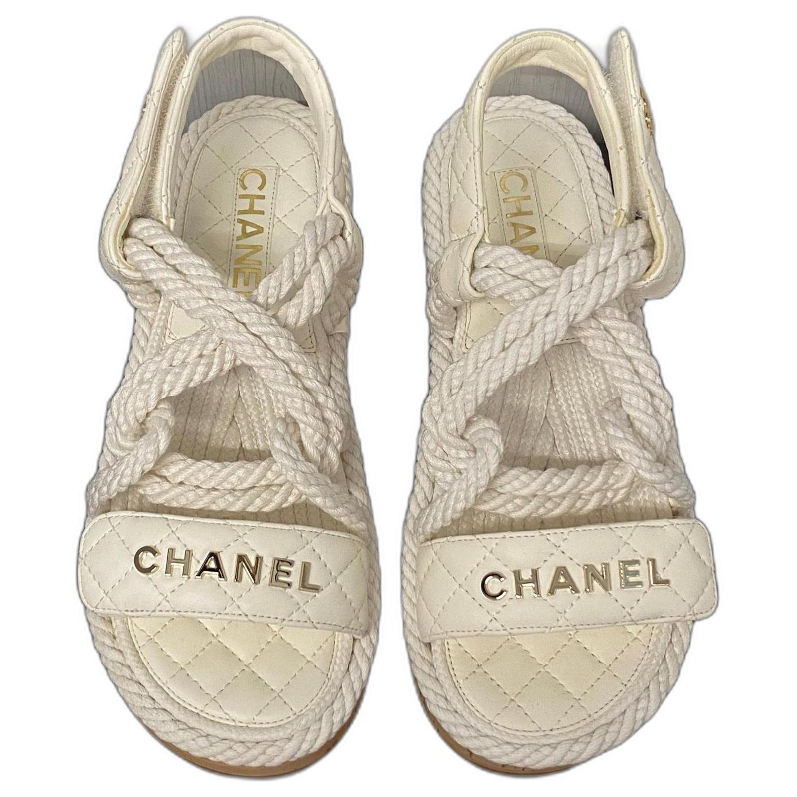 Chanel Rope Sandals White Lambskin Gold Hardware 41 EU – Madison Avenue  Couture