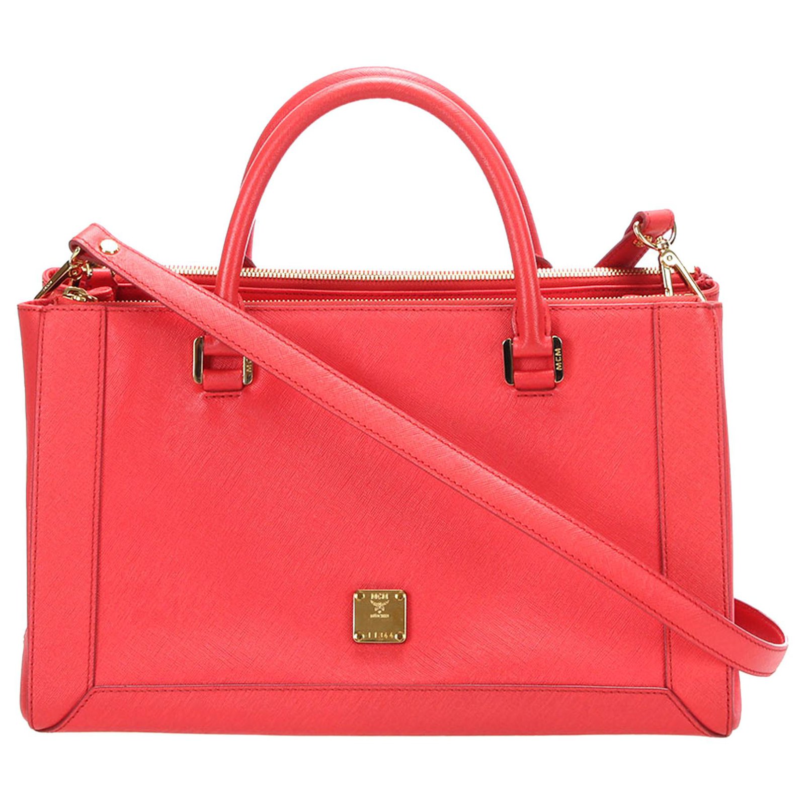mcm leather satchel
