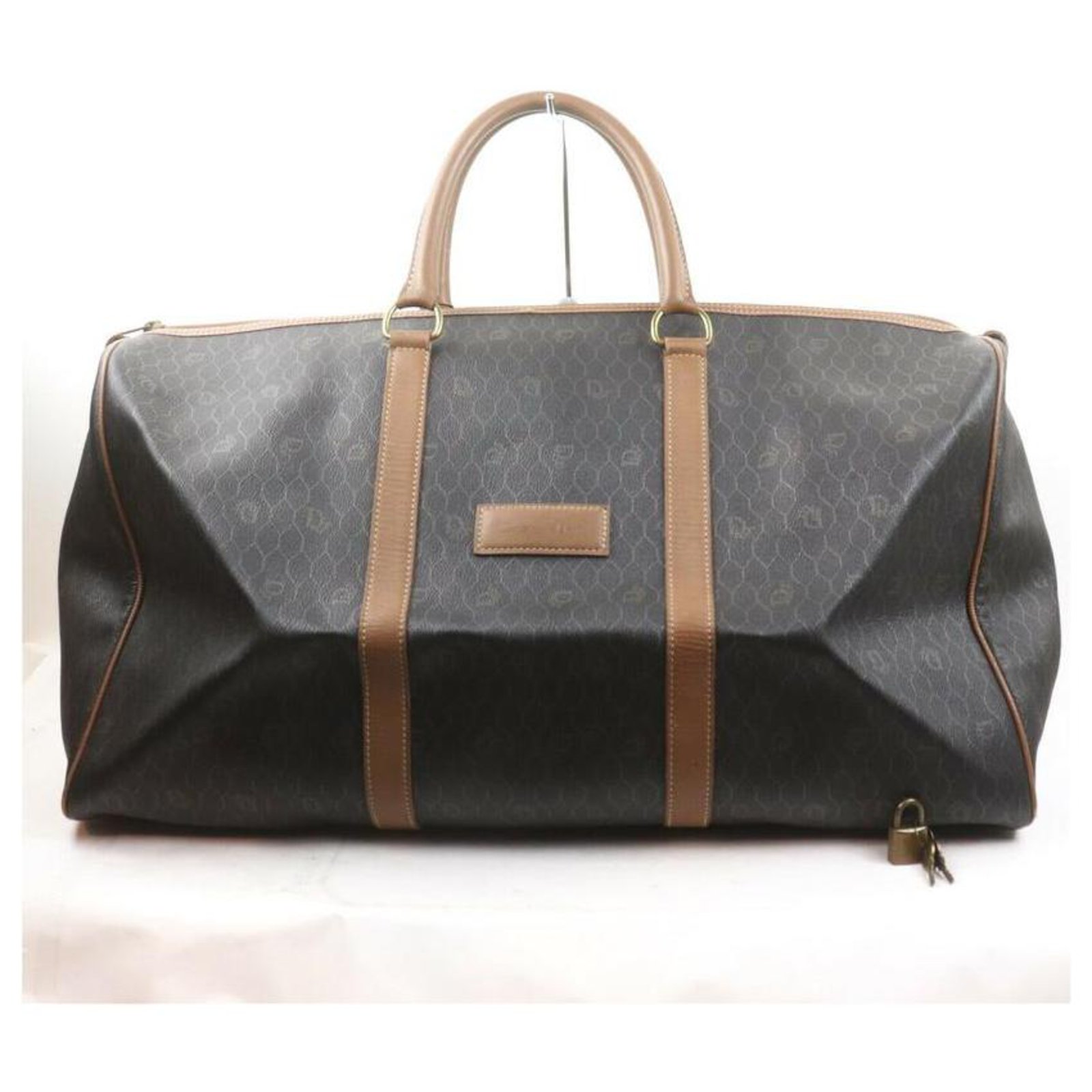Christian Dior Black Monogram Trotter Honeycomb Boston Duffle Bag Leather  ref.332852 - Joli Closet