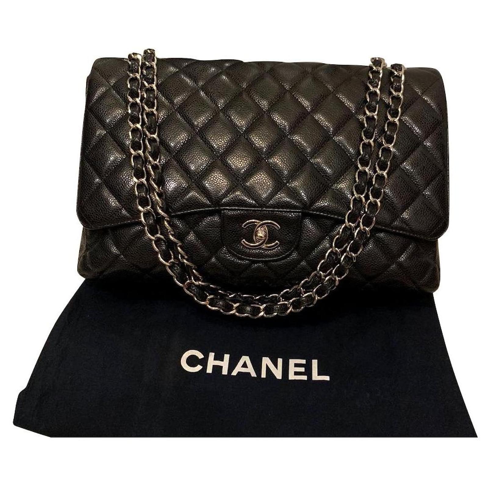 Chanel Classic Timeless Maxi black caviar bag Leather ref.333238