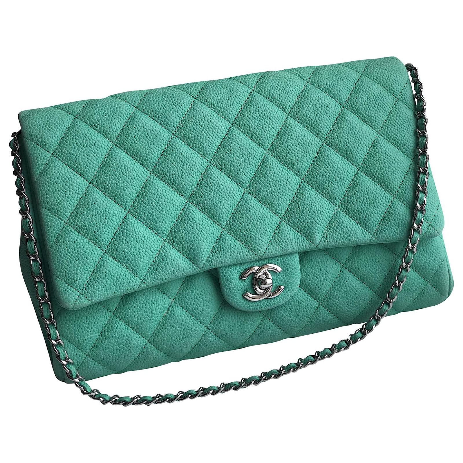 Chanel Timeless Flap Bag Green Light green Leather ref.333292 - Joli Closet