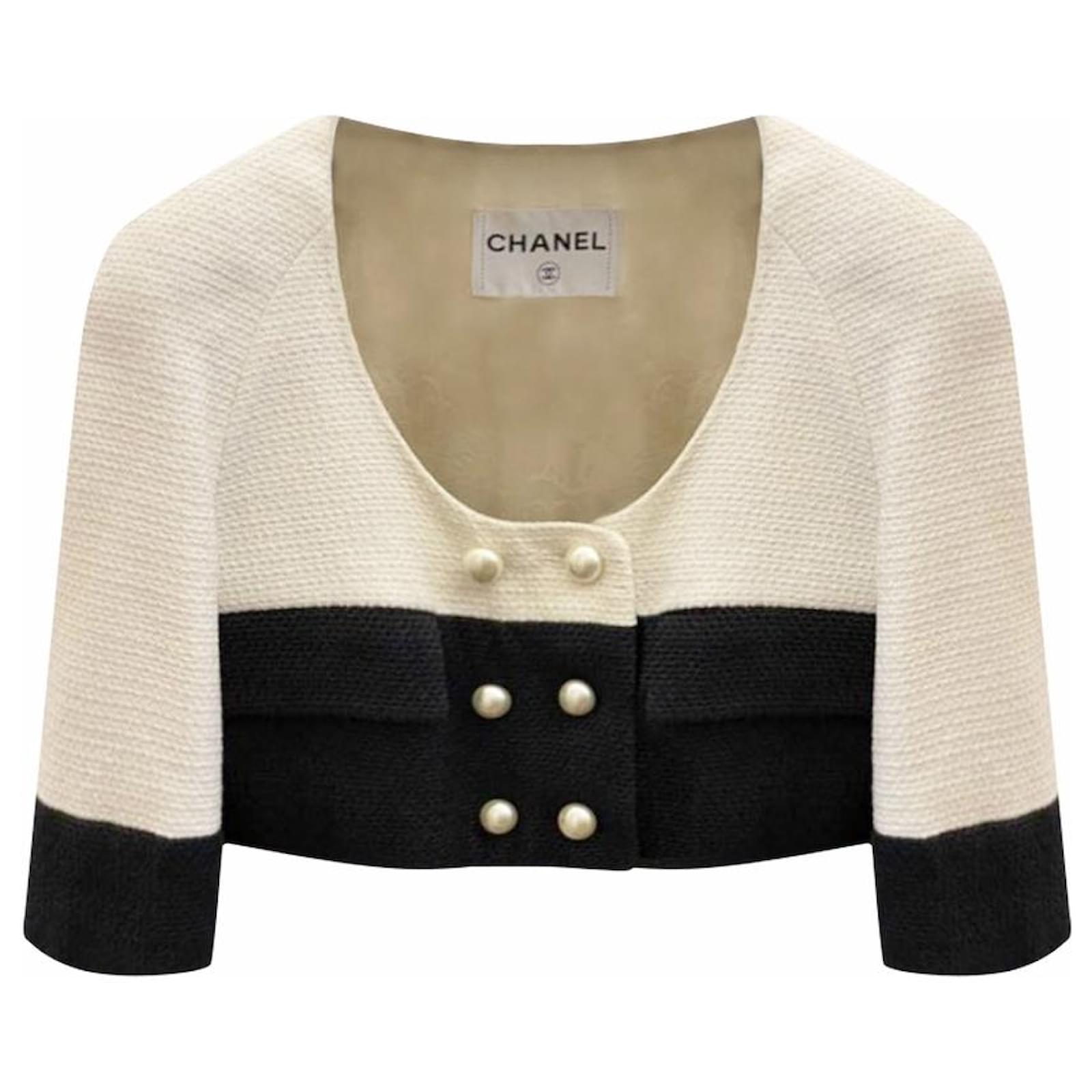Chanel Crop Tweed Jacker Black  - Joli Closet